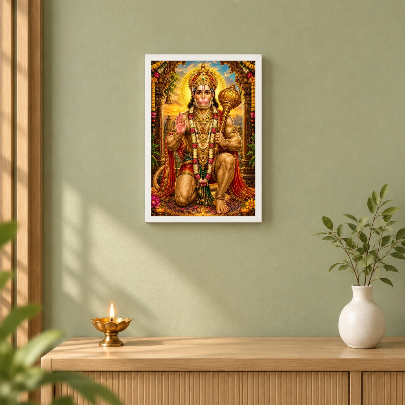 Lord Hanuman Vivid Premium Spiritual Poster Art Photo Frame, view 6