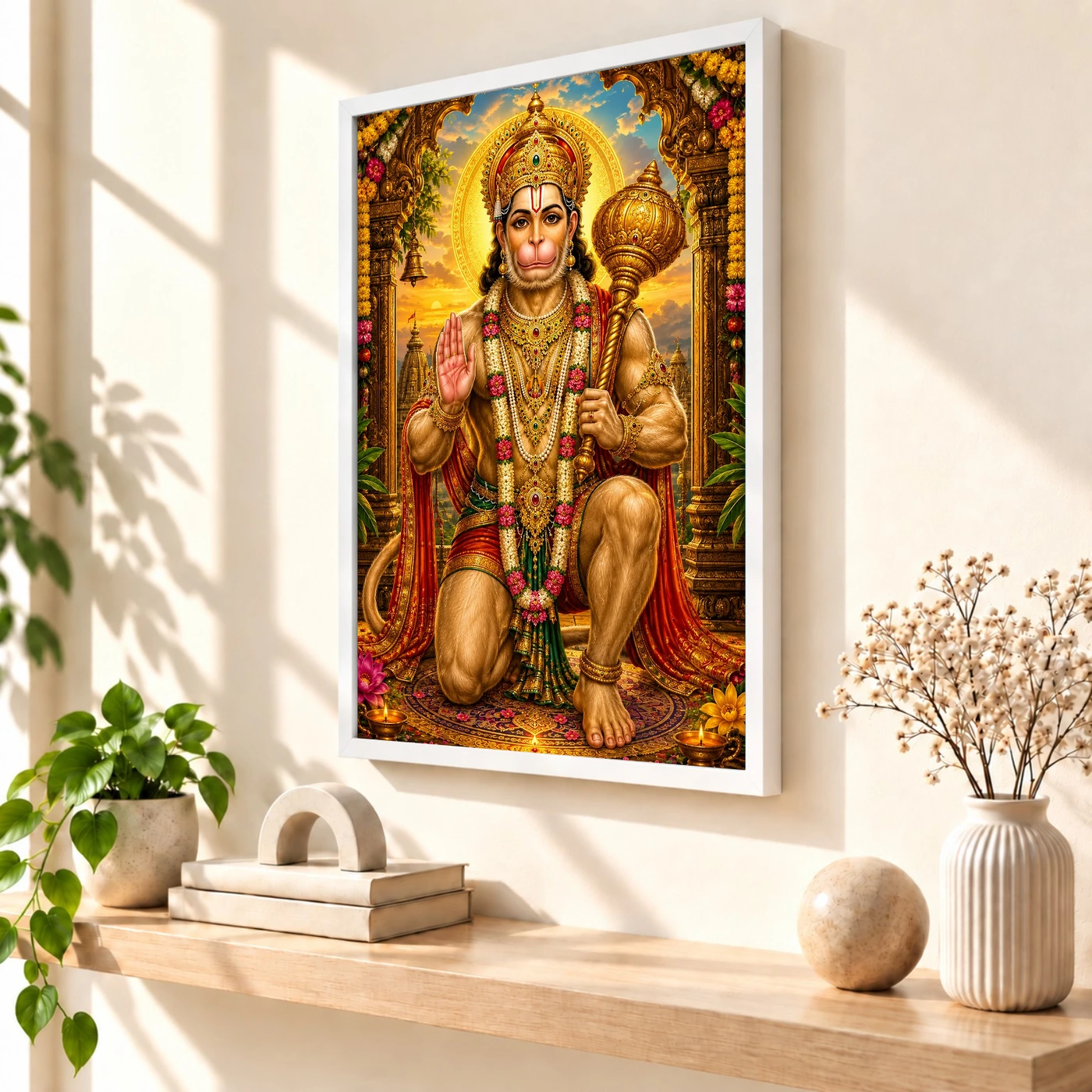 Lord Hanuman Vivid Premium Spiritual Poster Art Photo Frame, view 7