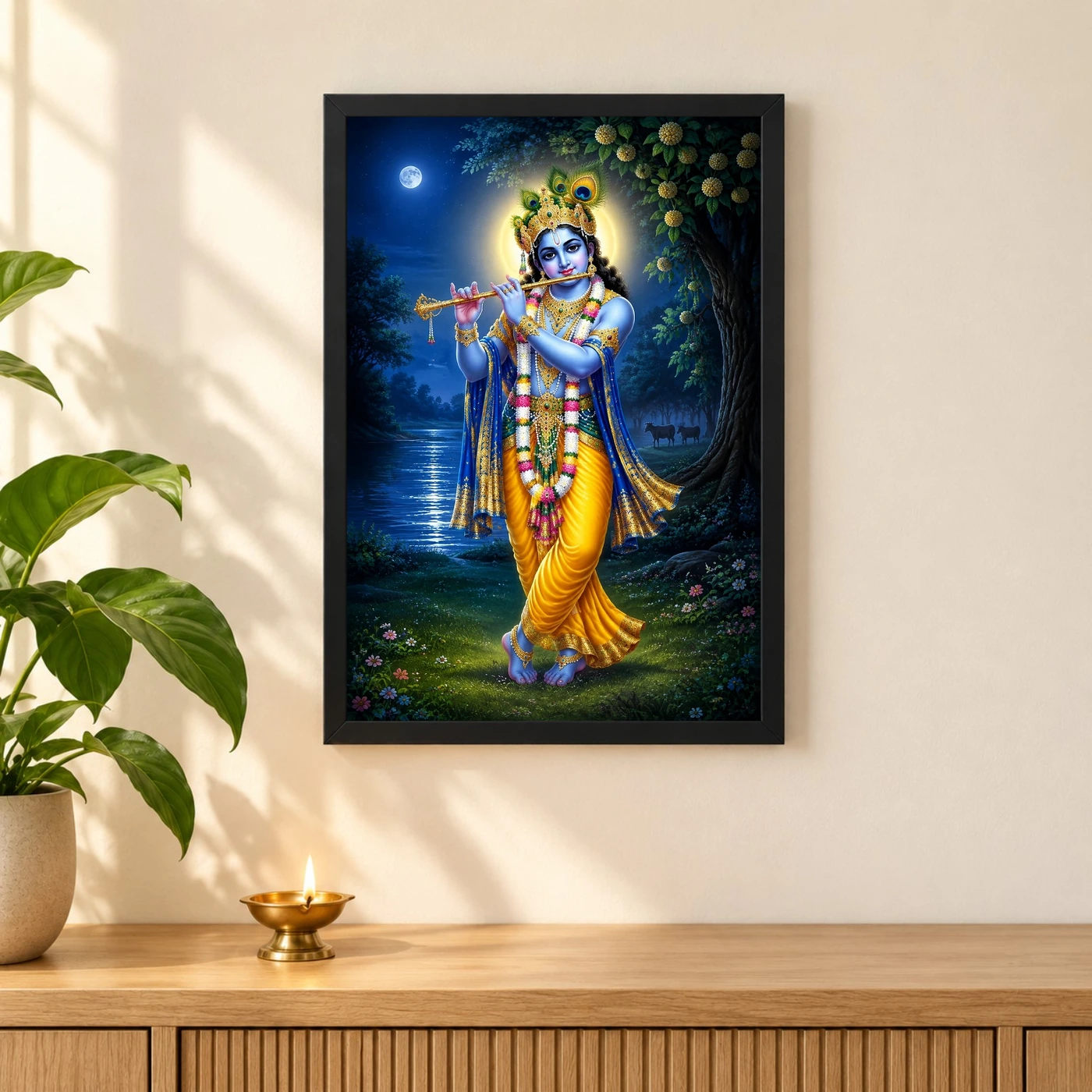 Lord Krishna — Peacock Feather Flute Frame, view 3