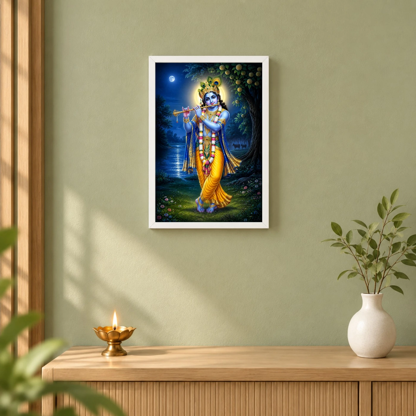 Lord Krishna — Peacock Feather Flute Frame, view 6