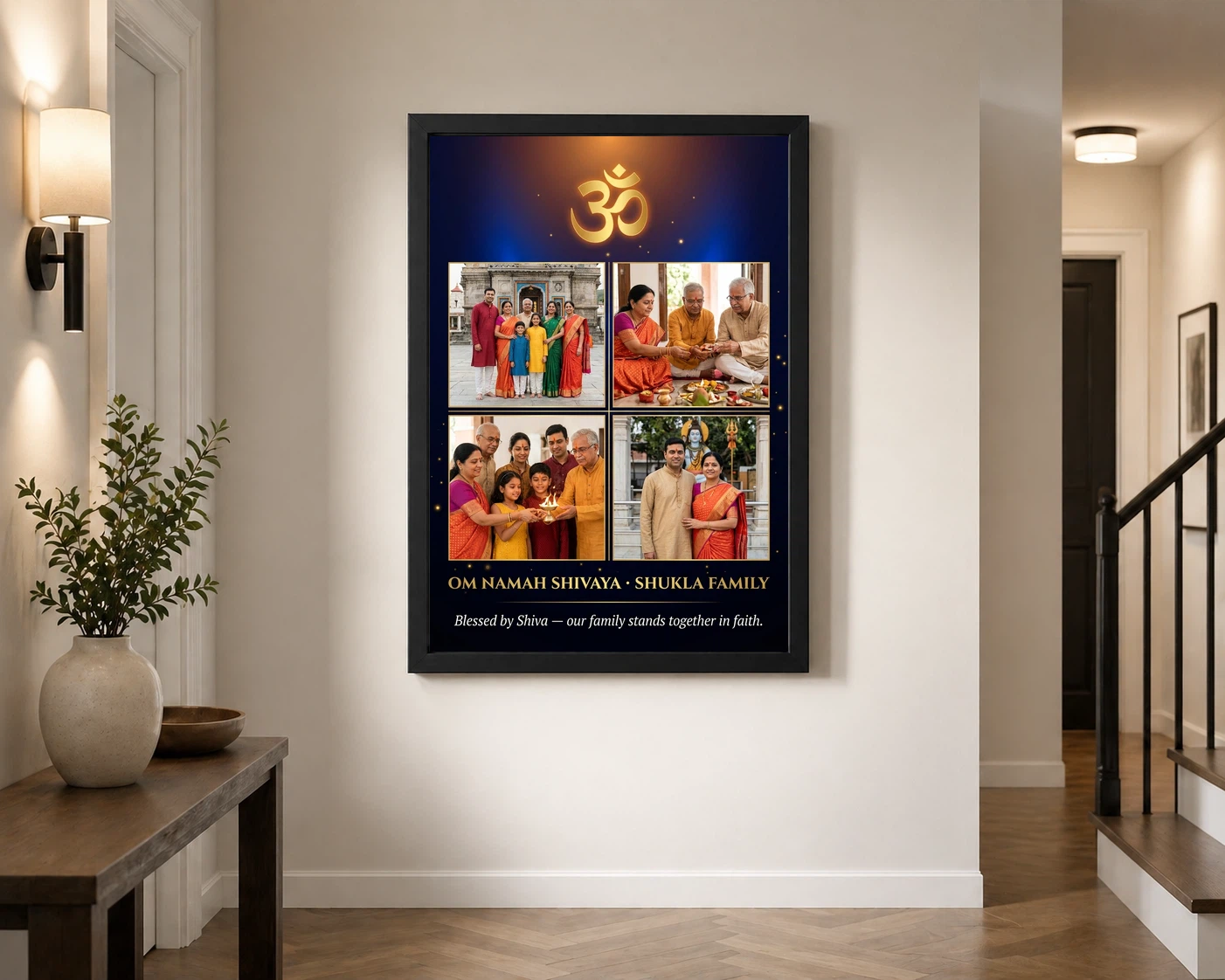 Lord Shiva Family Photo Frame Majestic Gold Devotional Art Photo Frame, view 2