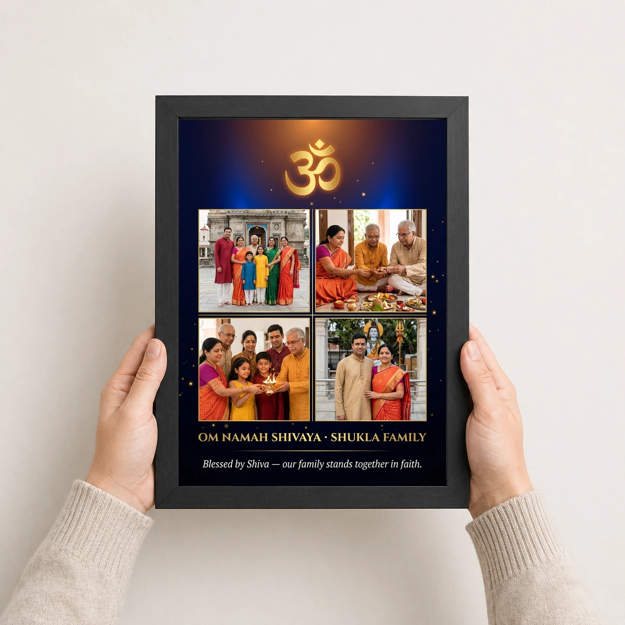 Lord Shiva Family Photo Frame Majestic Gold Devotional Art Photo Frame, view 3