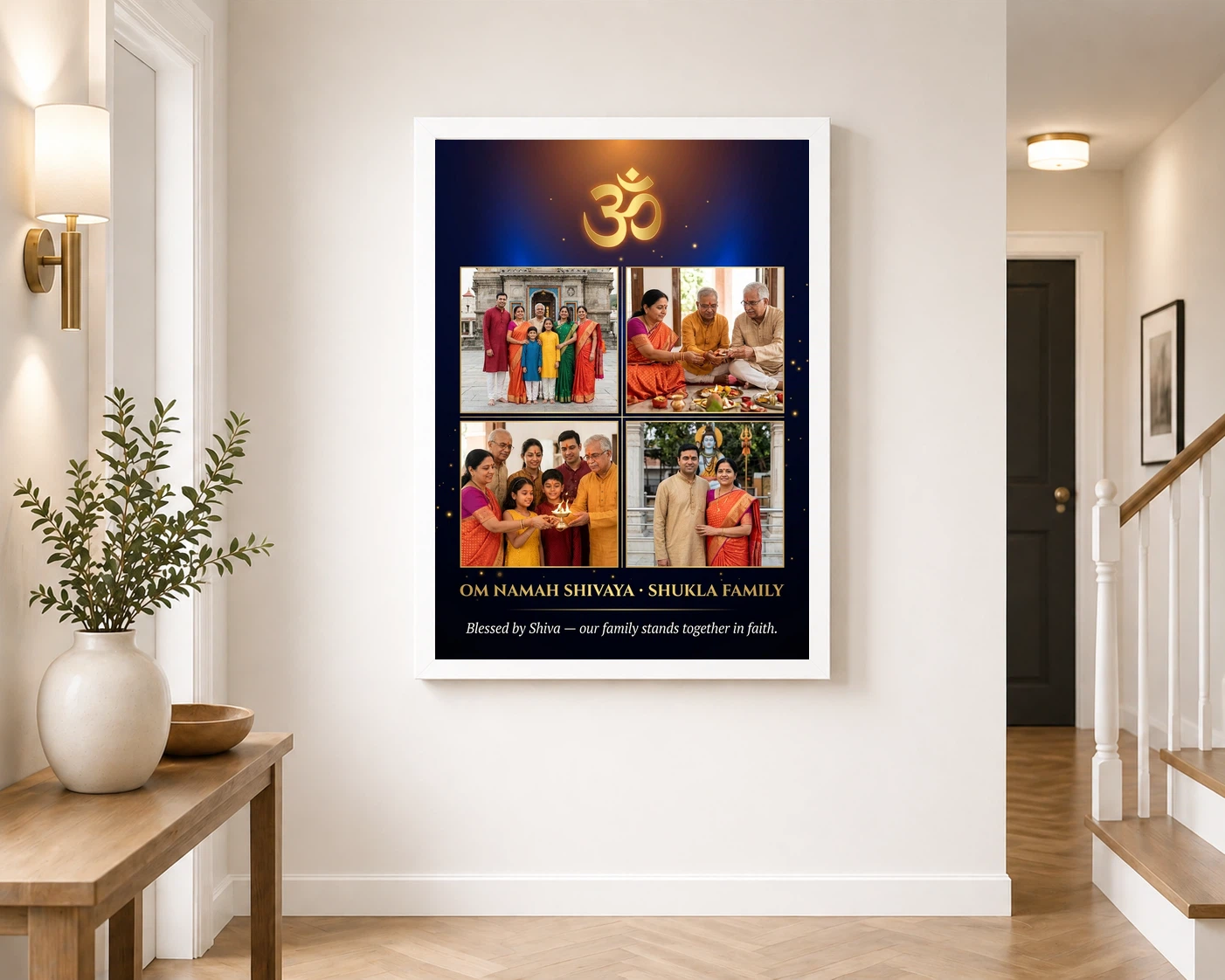 Lord Shiva Family Photo Frame Majestic Gold Devotional Art Photo Frame, view 6
