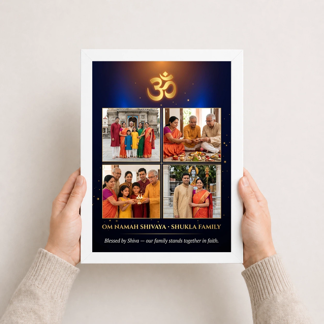 Lord Shiva Family Photo Frame Majestic Gold Devotional Art Photo Frame, view 7
