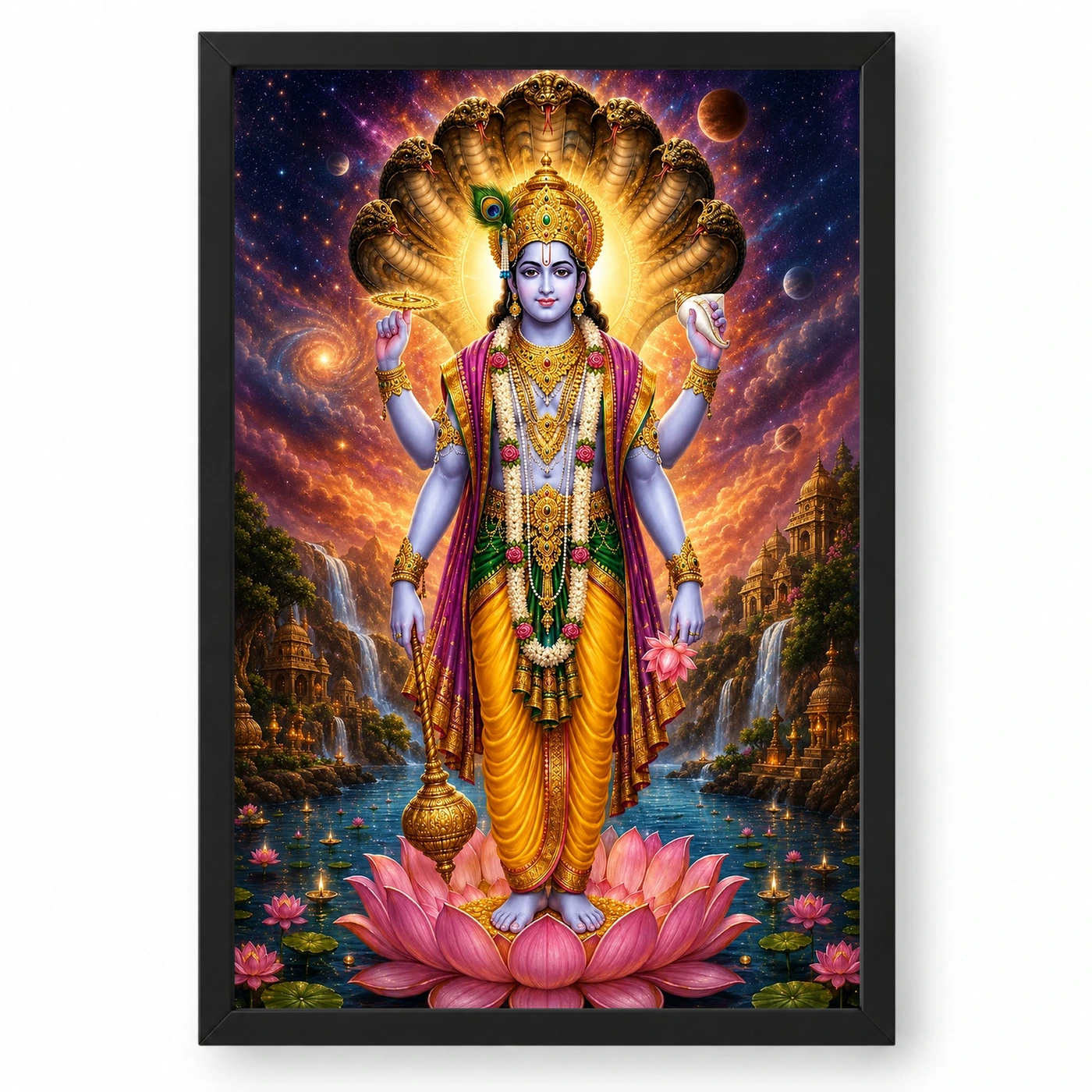 Lord Vishnu Cosmic Celestial Aura Photo Frame