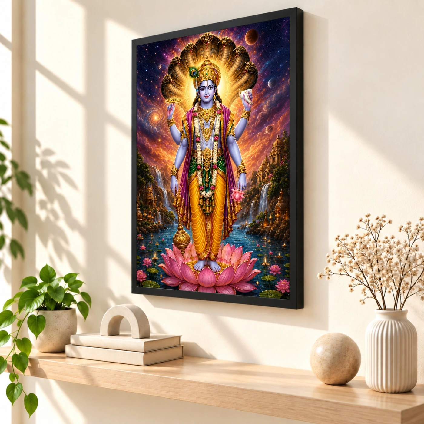 Lord Vishnu Cosmic Celestial Aura Photo Frame, view 2
