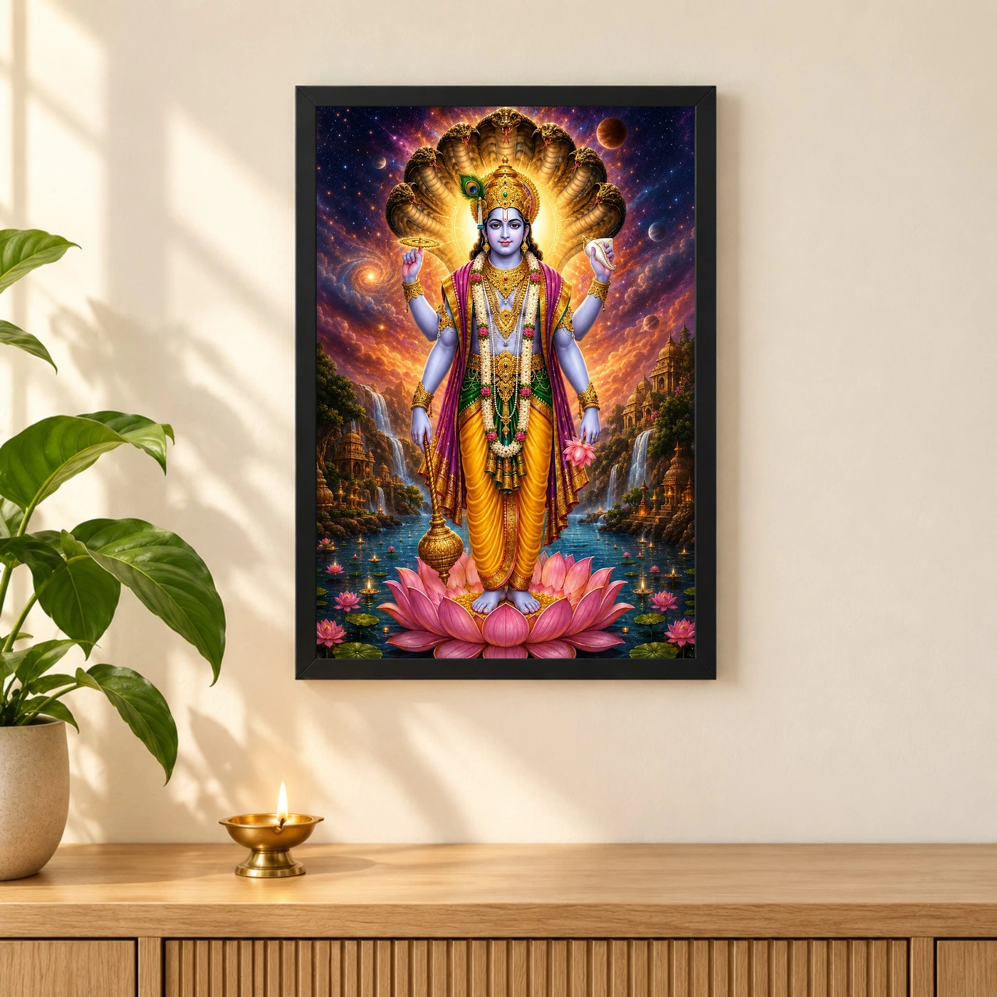 Lord Vishnu Cosmic Celestial Aura Photo Frame, view 3