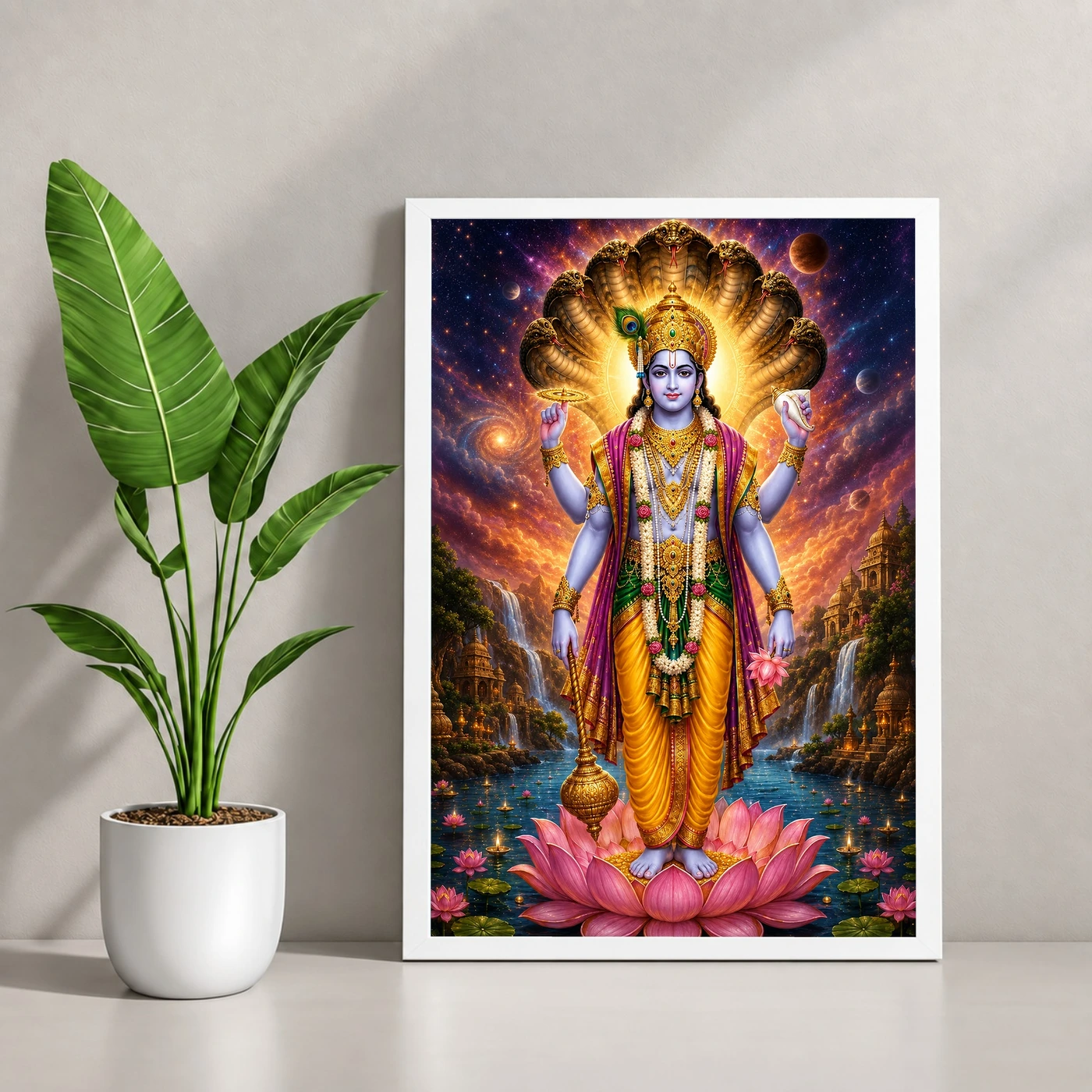 Lord Vishnu Cosmic Celestial Aura Photo Frame, view 4