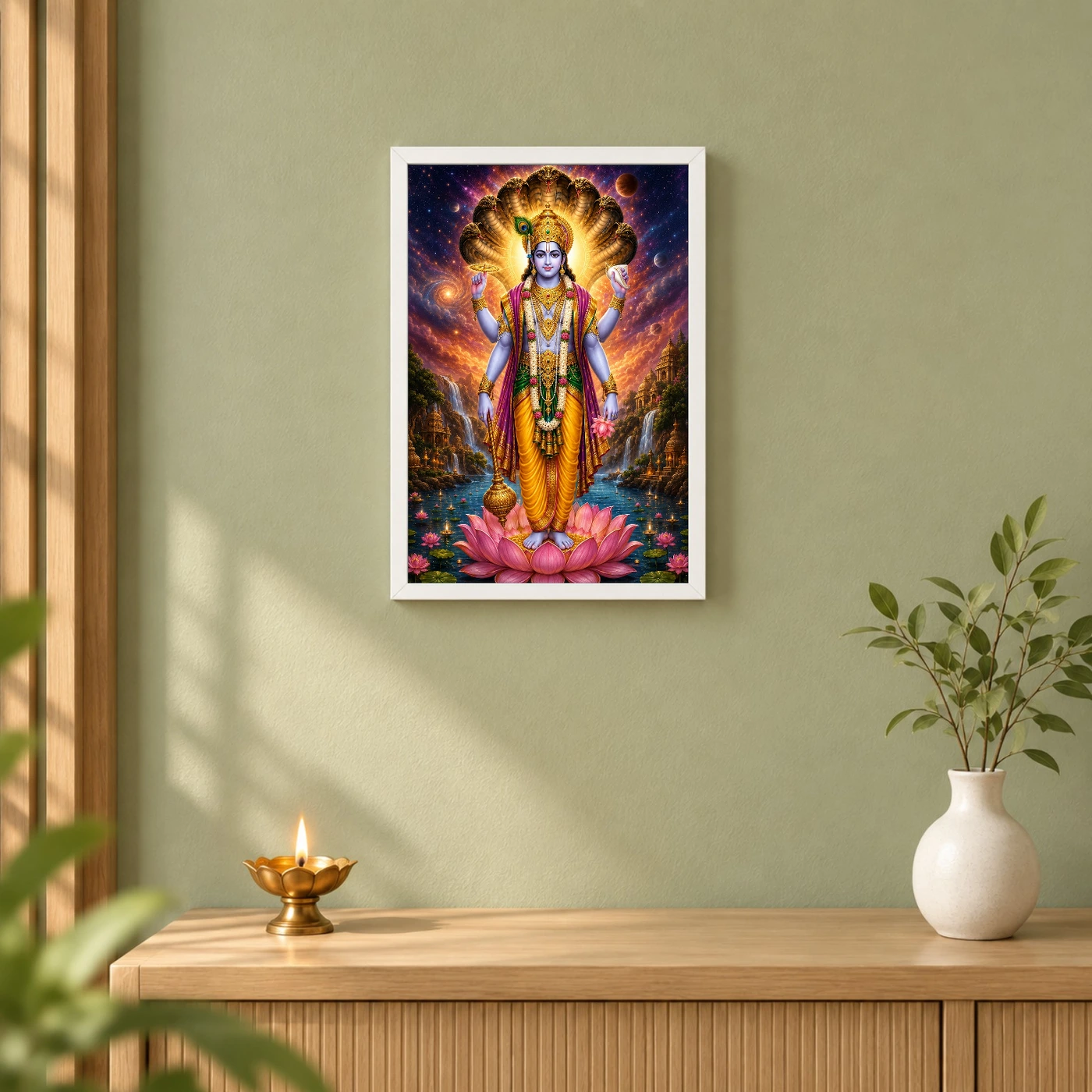 Lord Vishnu Cosmic Celestial Aura Photo Frame, view 6