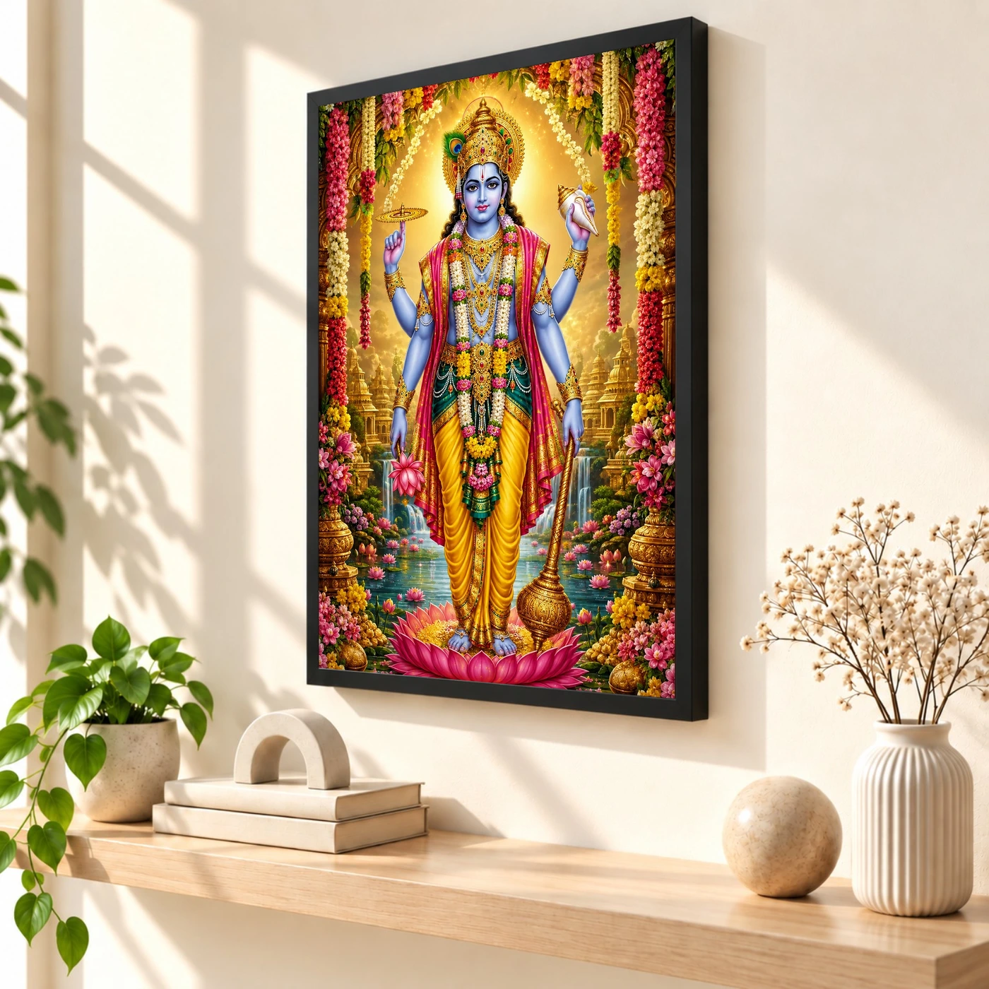 Lord Vishnu Grand Festival Flower Decoration Photo Frame, view 2