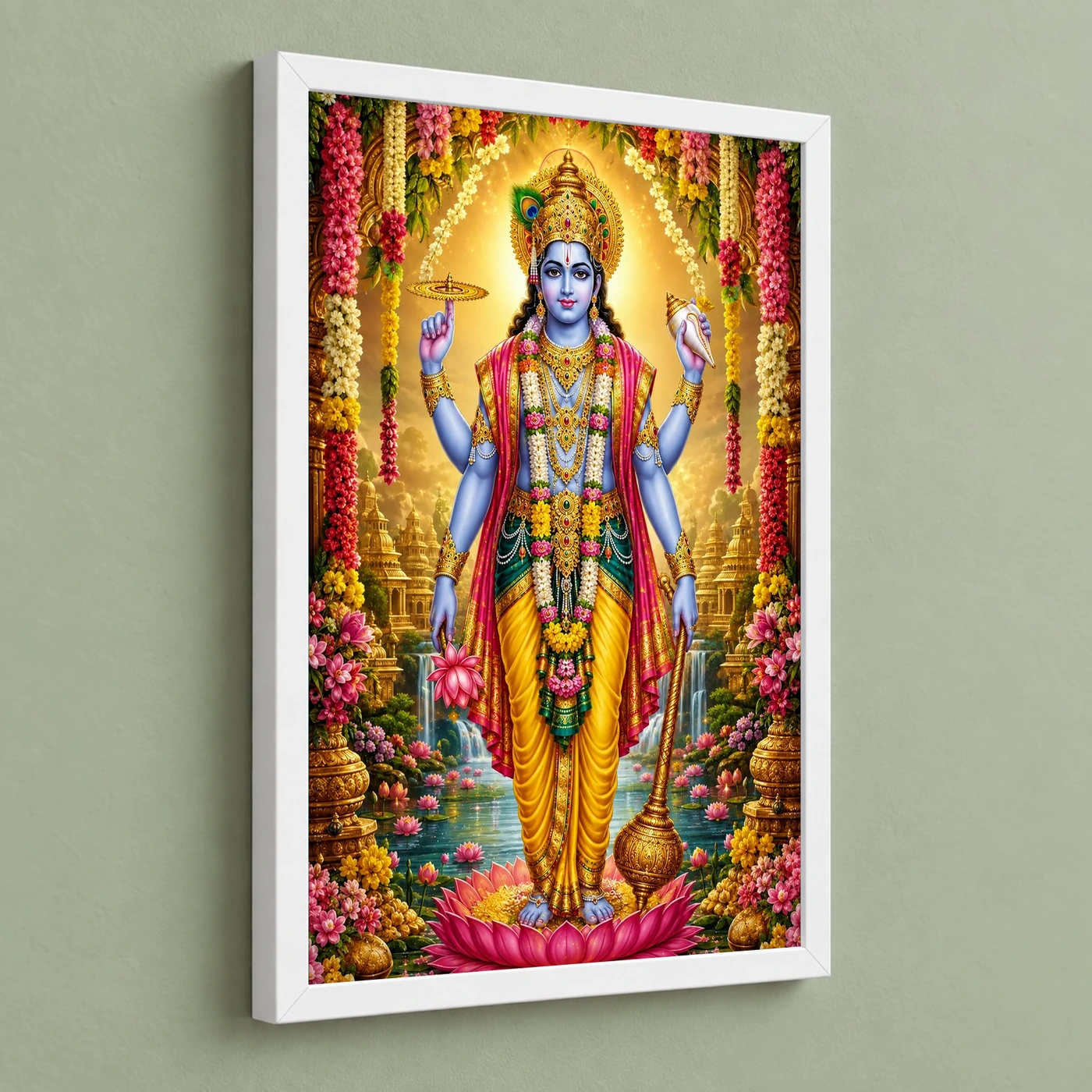 Lord Vishnu Grand Festival Flower Decoration Photo Frame, view 5