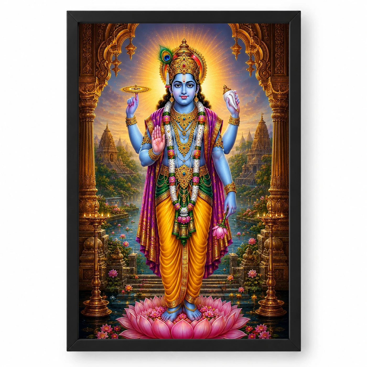 Lord Vishnu Heritage Temple Architecture Backdrop Photo Frame