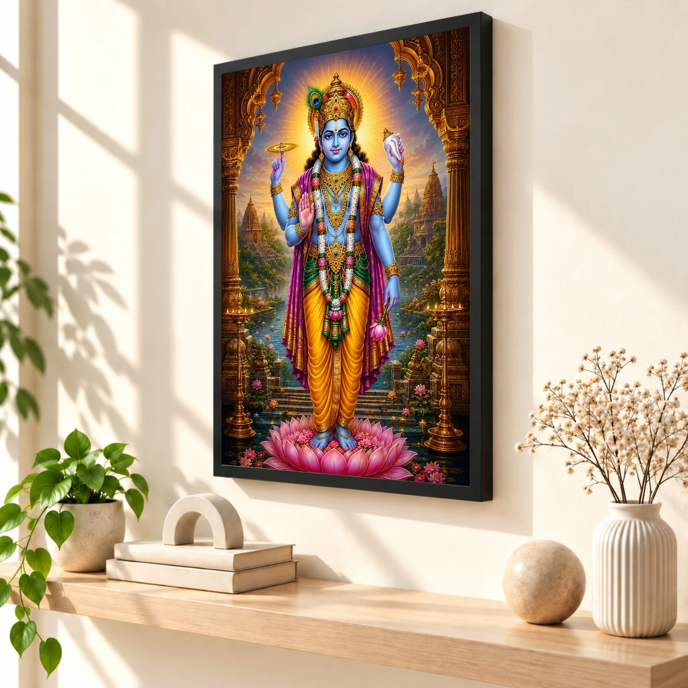 Lord Vishnu Heritage Temple Architecture Backdrop Photo Frame, view 2