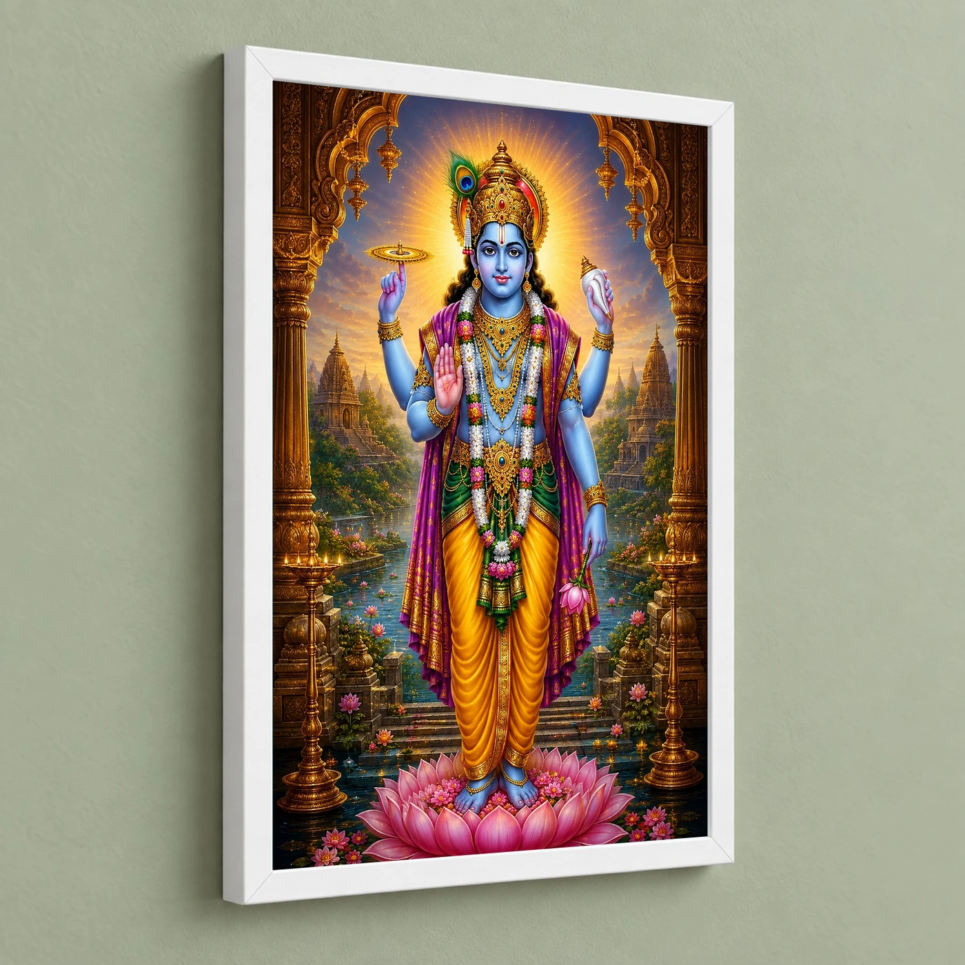 Lord Vishnu Heritage Temple Architecture Backdrop Photo Frame, view 5