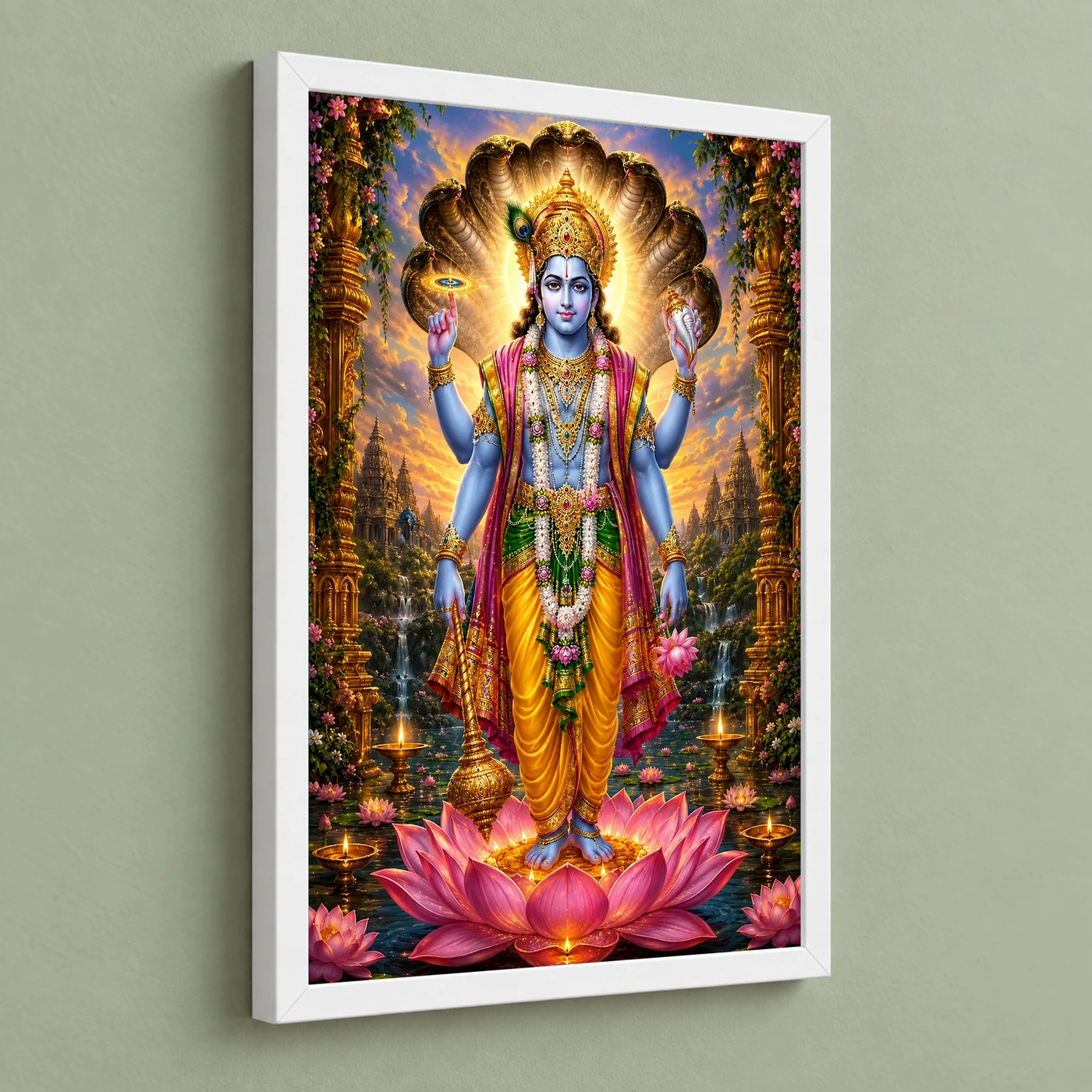 Lord Vishnu Lotus And Diya Radiance Photo Frame, view 5