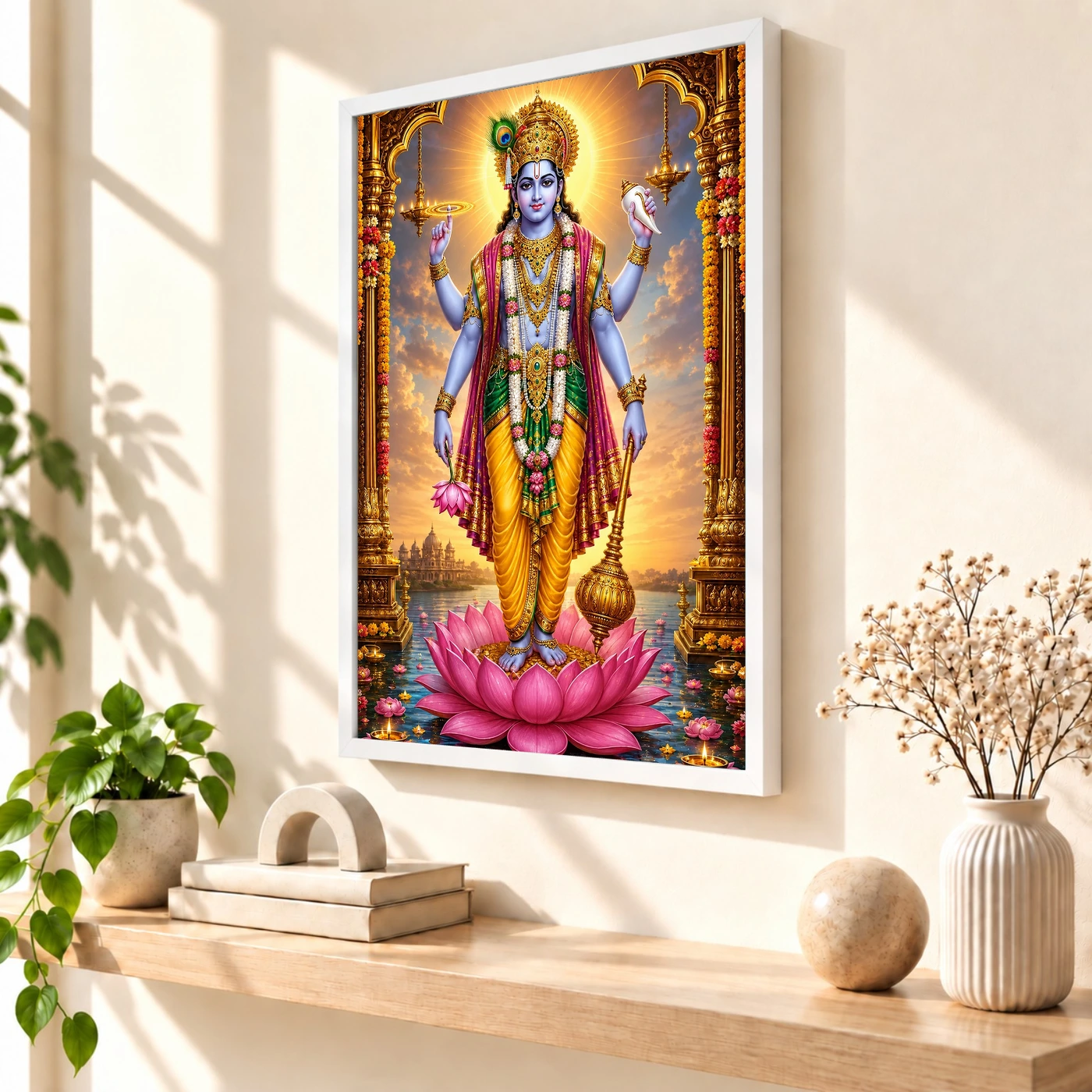 Lord Vishnu Peaceful Home Mandir Composition Photo Frame, view 7
