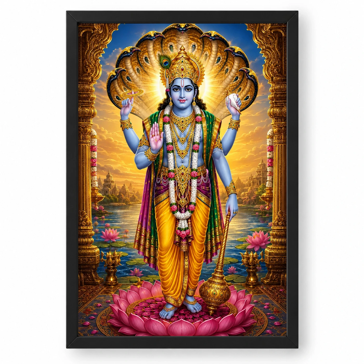 Lord Vishnu Royal Jewel-Toned Portrait Photo Frame