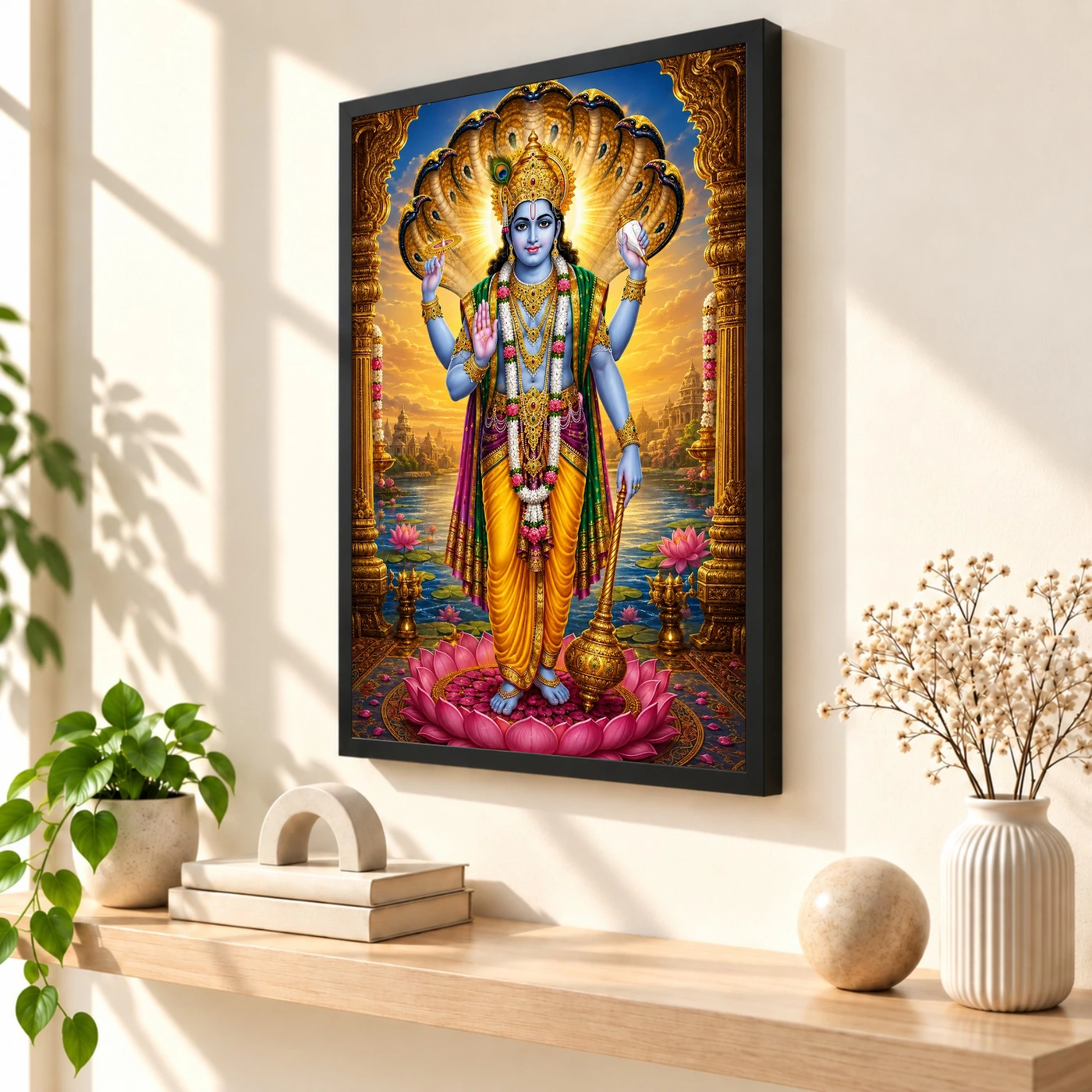 Lord Vishnu Royal Jewel-Toned Portrait Photo Frame, view 2
