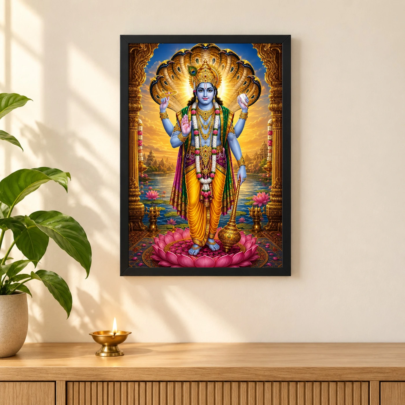 Lord Vishnu Royal Jewel-Toned Portrait Photo Frame, view 3