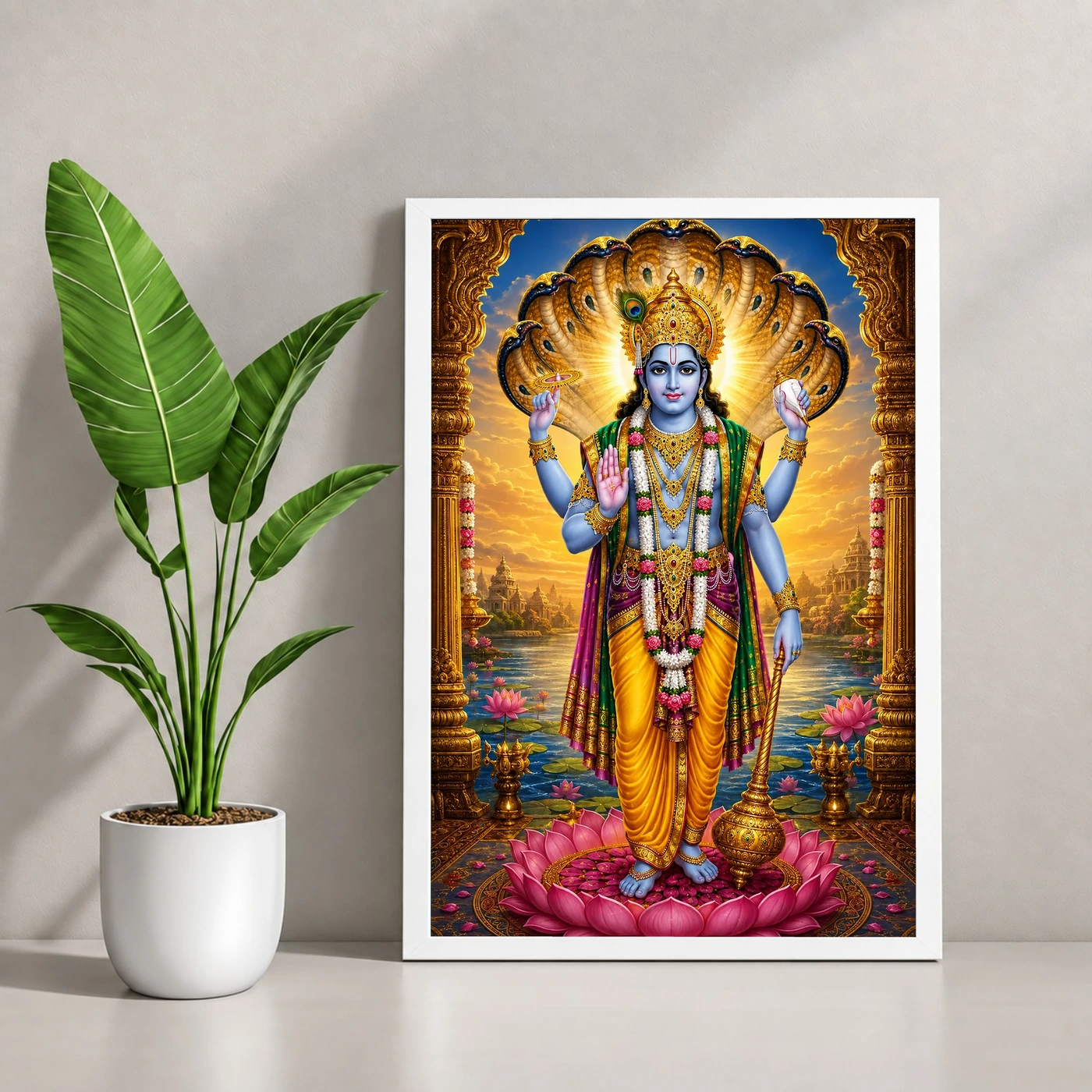 Lord Vishnu Royal Jewel-Toned Portrait Photo Frame, view 4