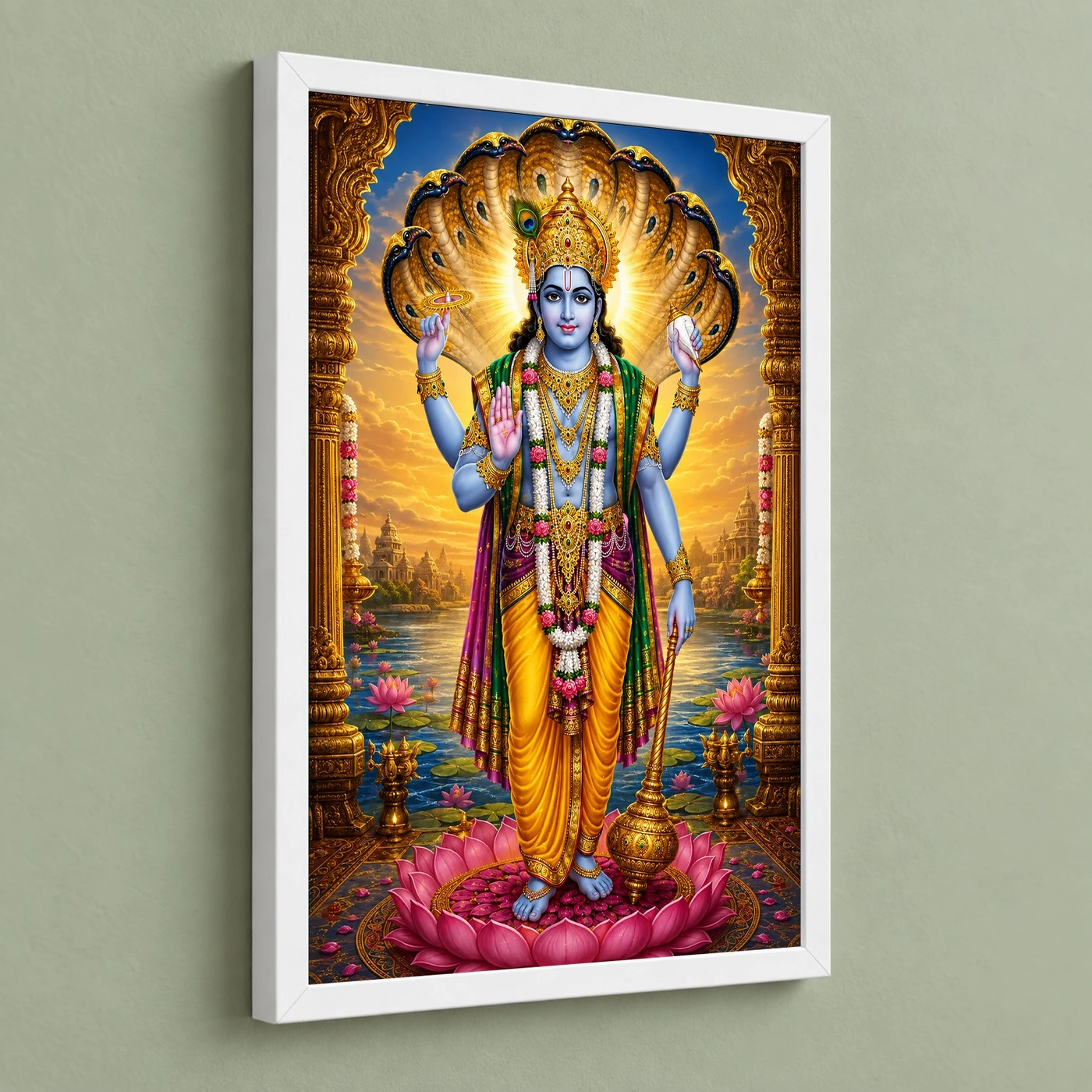 Lord Vishnu Royal Jewel-Toned Portrait Photo Frame, view 5