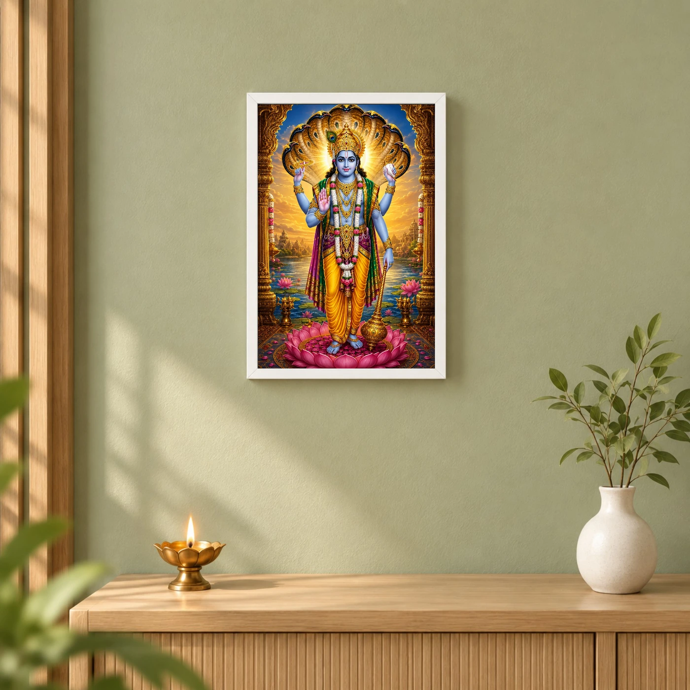Lord Vishnu Royal Jewel-Toned Portrait Photo Frame, view 6