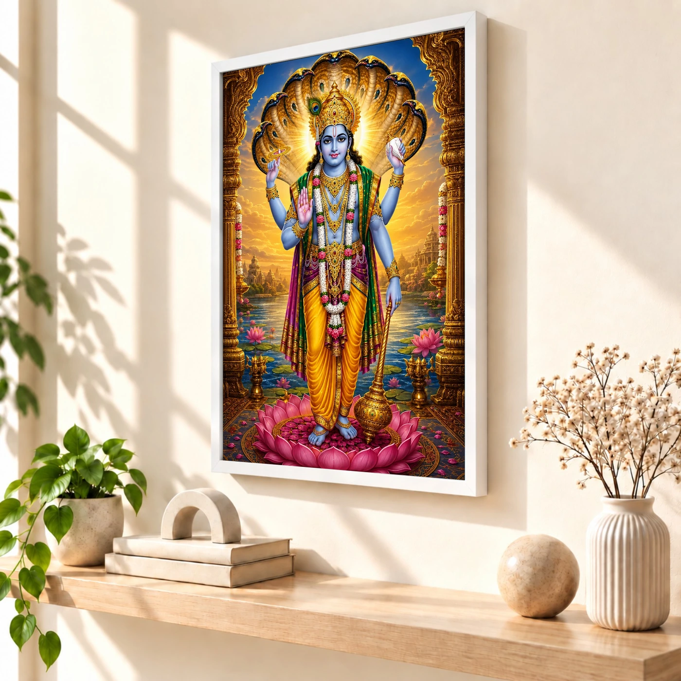 Lord Vishnu Royal Jewel-Toned Portrait Photo Frame, view 7