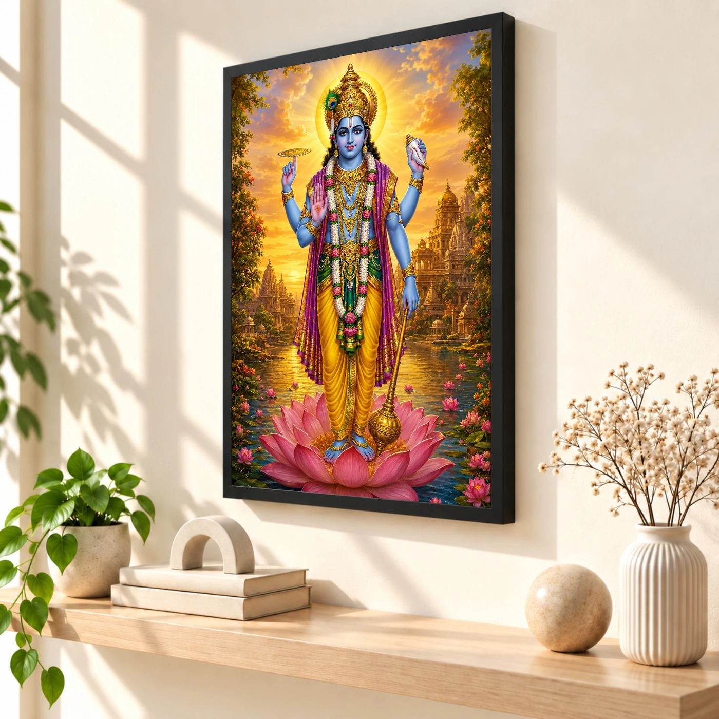 Lord Vishnu Serene Sunrise Blessing Photo Frame, view 2
