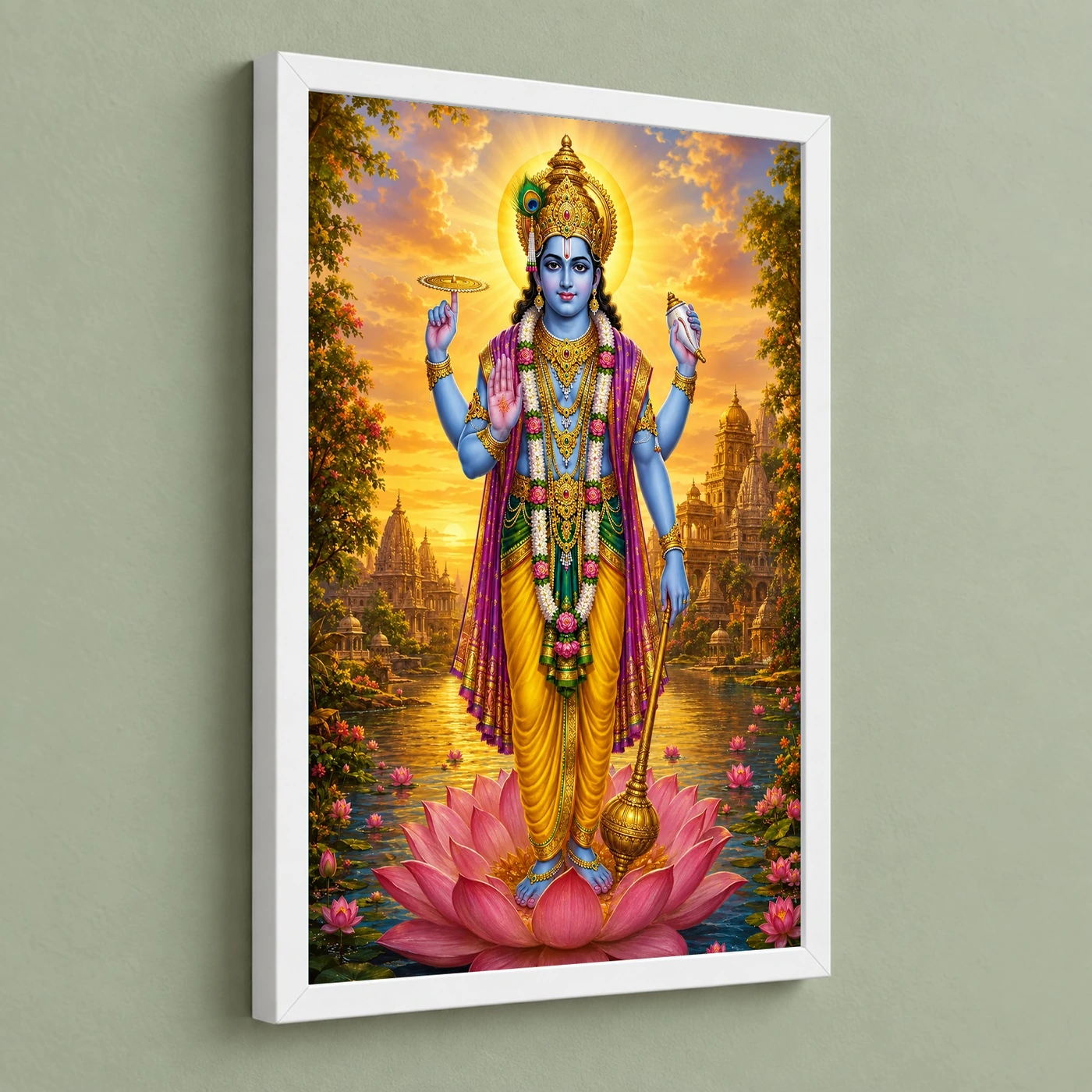 Lord Vishnu Serene Sunrise Blessing Photo Frame, view 5