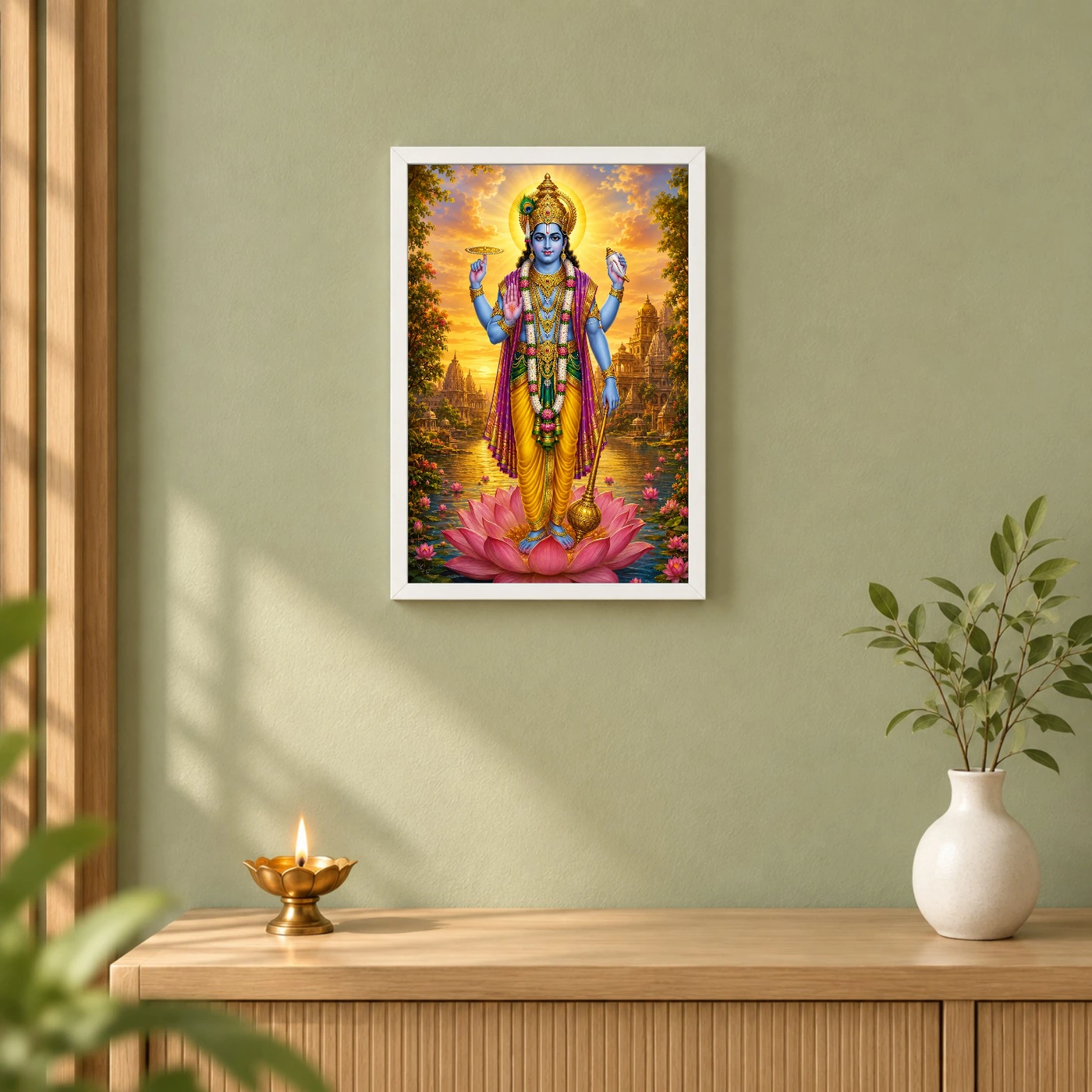 Lord Vishnu Serene Sunrise Blessing Photo Frame, view 6