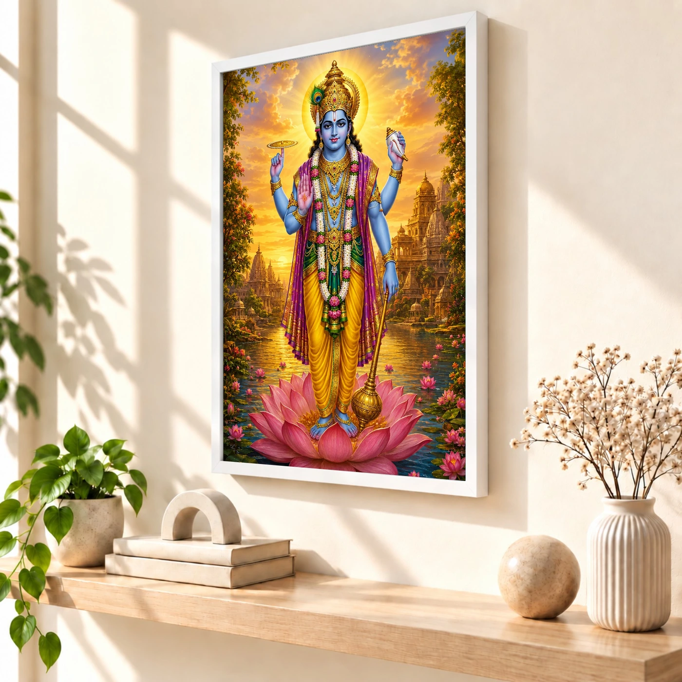 Lord Vishnu Serene Sunrise Blessing Photo Frame, view 7