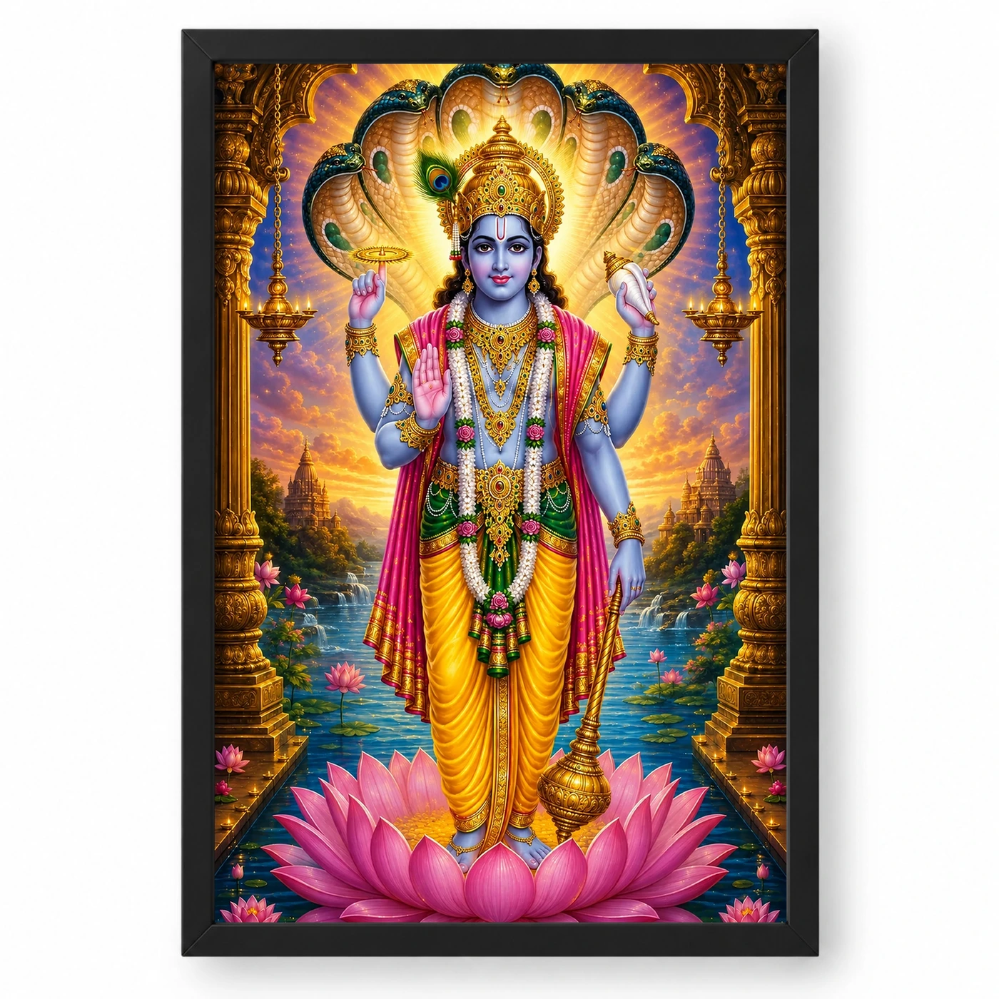 Lord Vishnu Vivid Premium Spiritual Poster Art Photo Frame