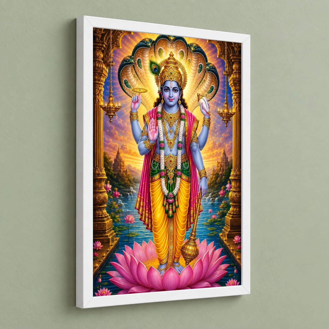 Lord Vishnu Vivid Premium Spiritual Poster Art Photo Frame, view 5