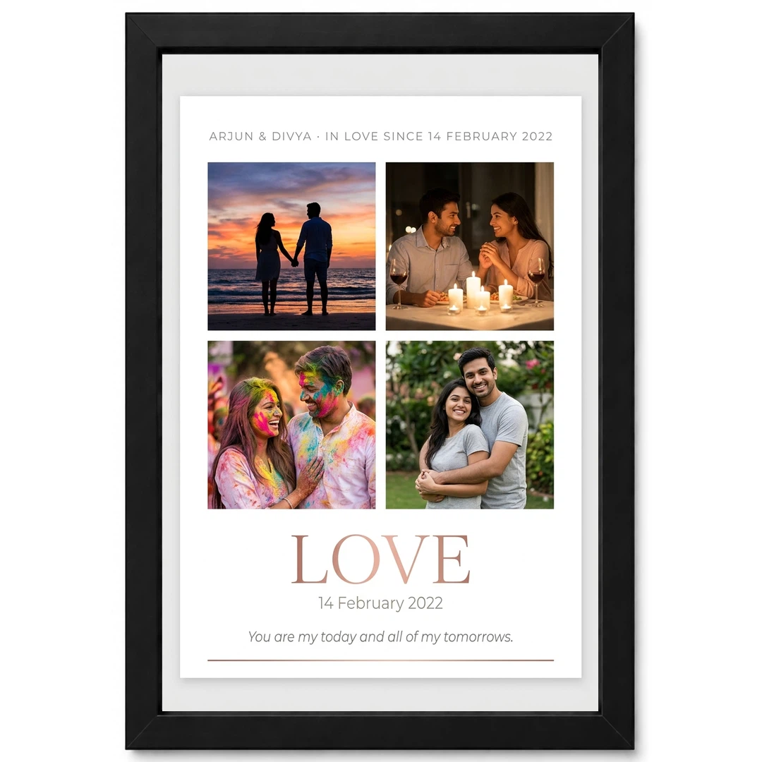 Love Collage Photo Frame Bold Red Roses Romantic Love Photo Frame