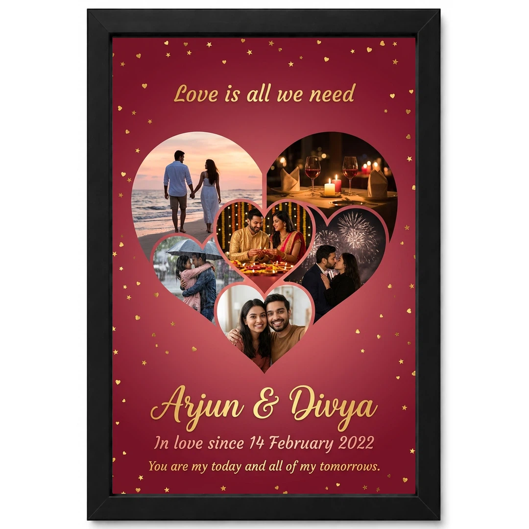 Love Collage Photo Frame Romantic Warm Heart Memories Photo Frame