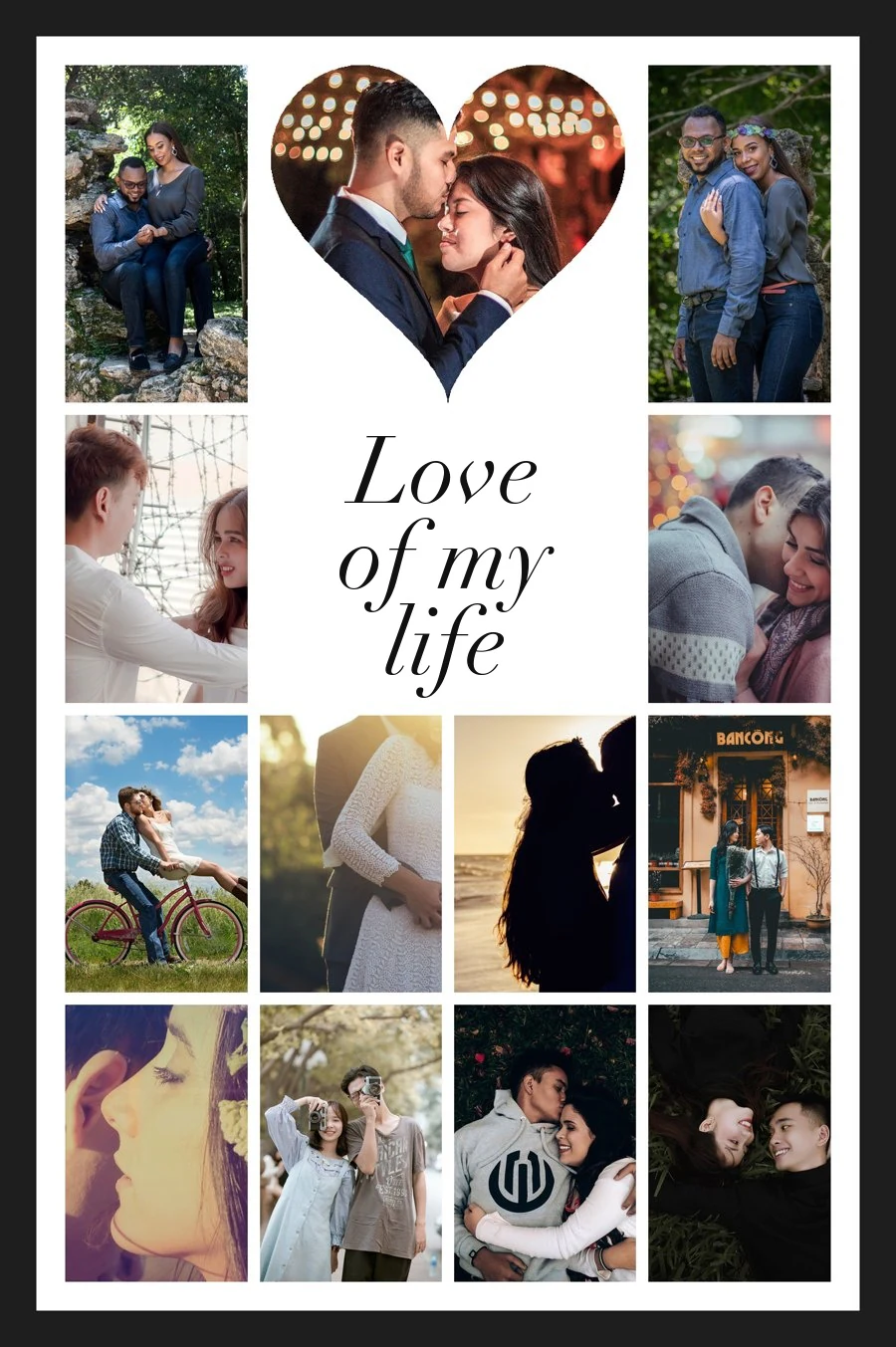 Love of My Life Couple Photo Collage Frame - 13 Photos