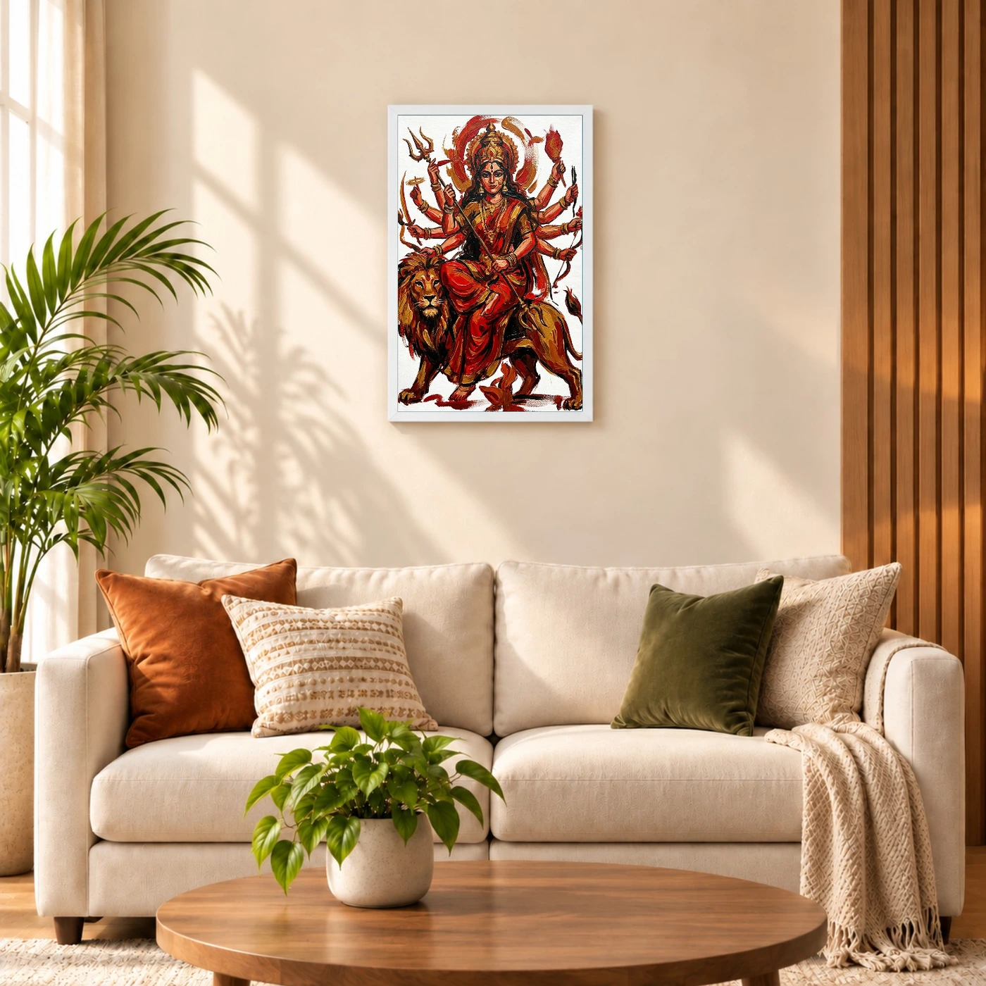 Maa Durga Abstract Red Gold Contemporary Expressive Art Photo Frame, view 9