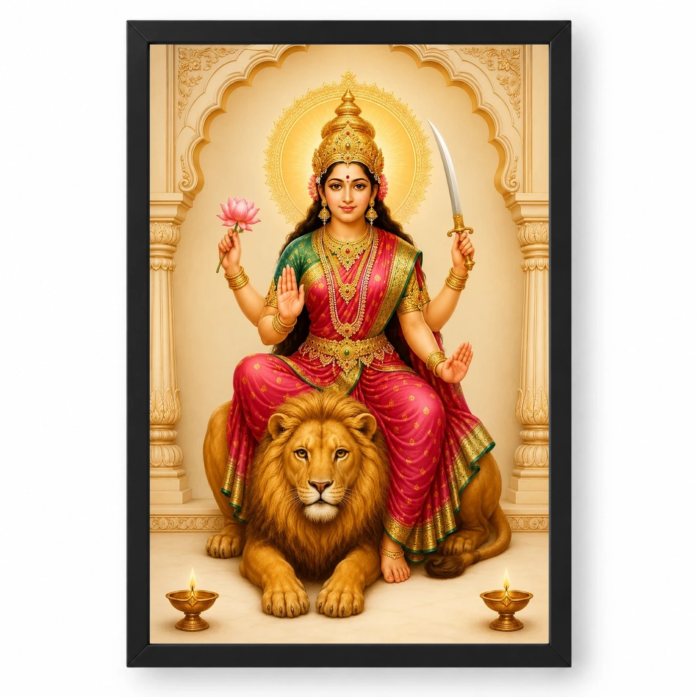 Maa Katyayani — Lion Blessings Frame