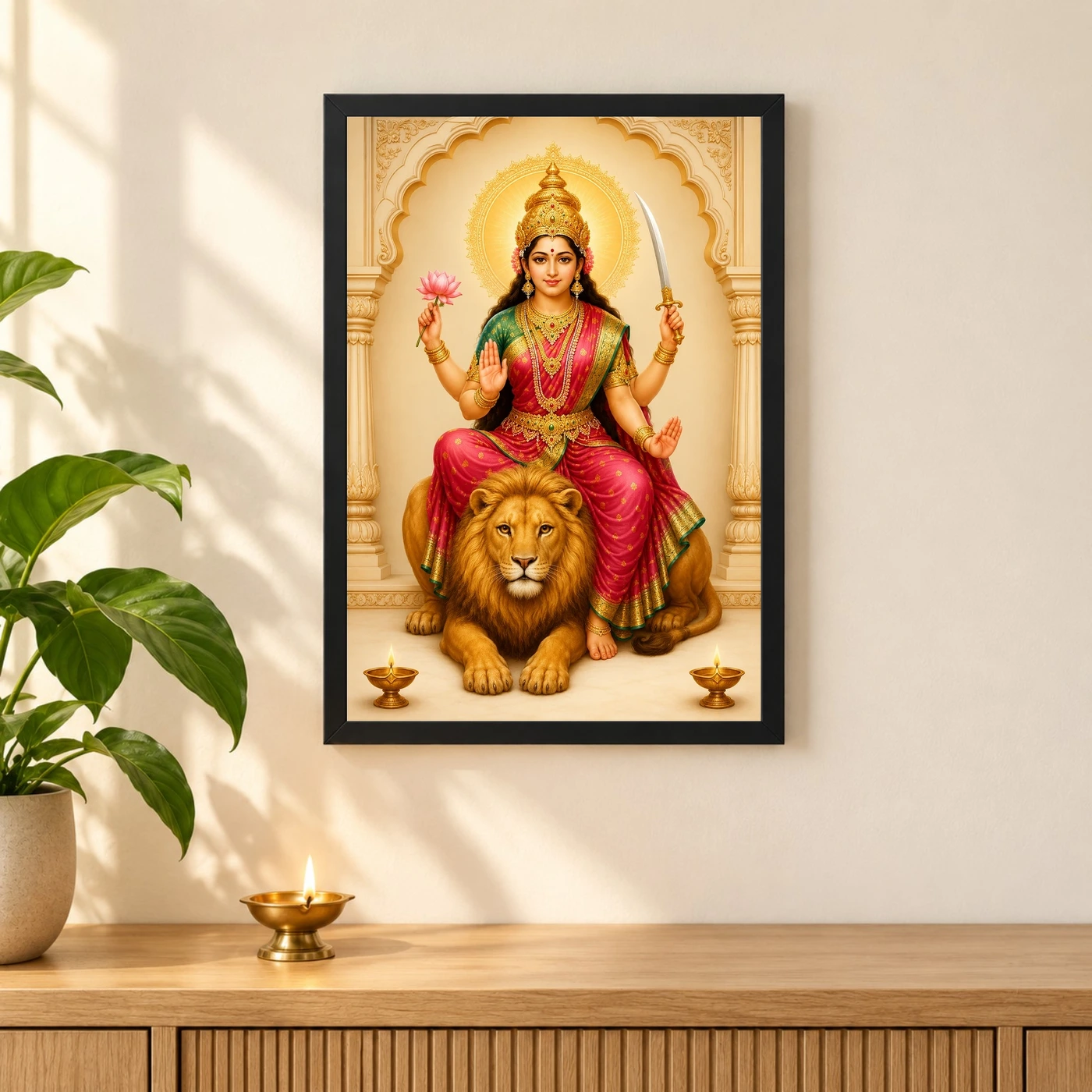 Maa Katyayani — Lion Blessings Frame, view 3