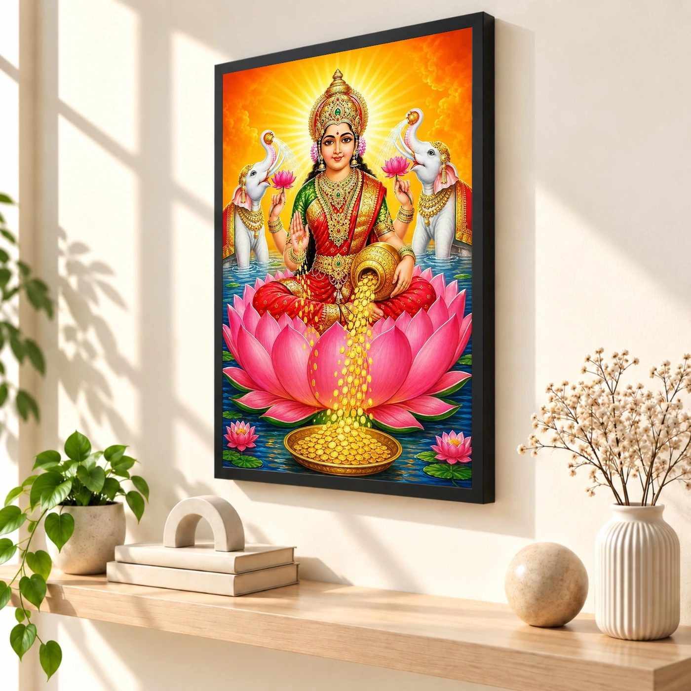 Maa Laxmi — Golden Coins Shower Frame, view 2