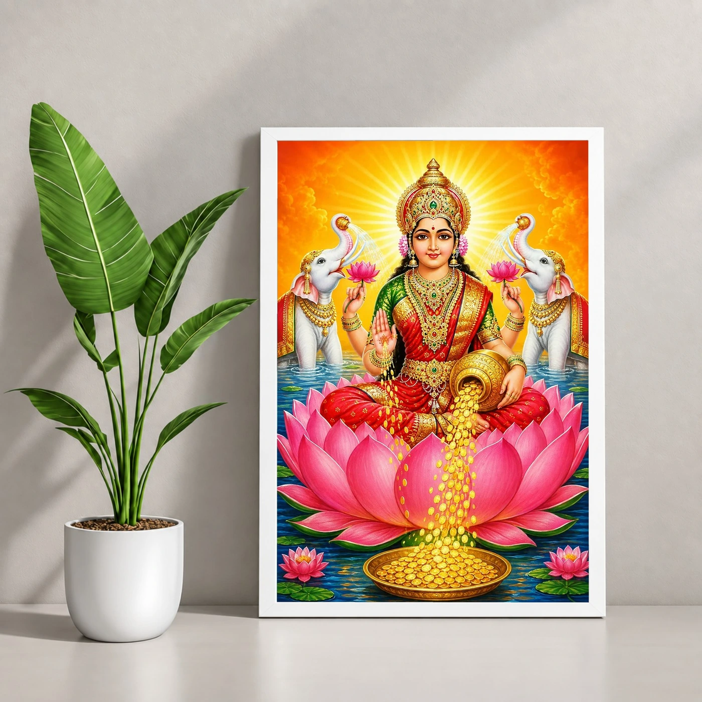 Maa Laxmi — Golden Coins Shower Frame, view 4