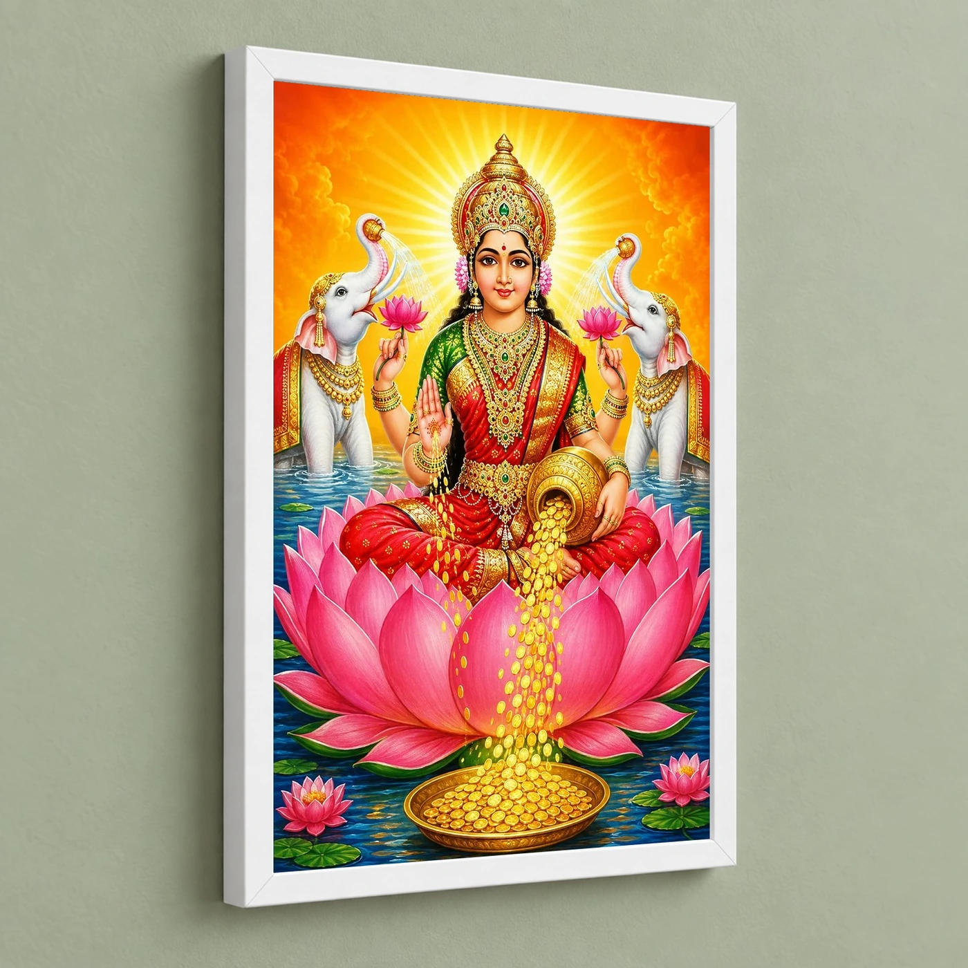 Maa Laxmi — Golden Coins Shower Frame, view 5