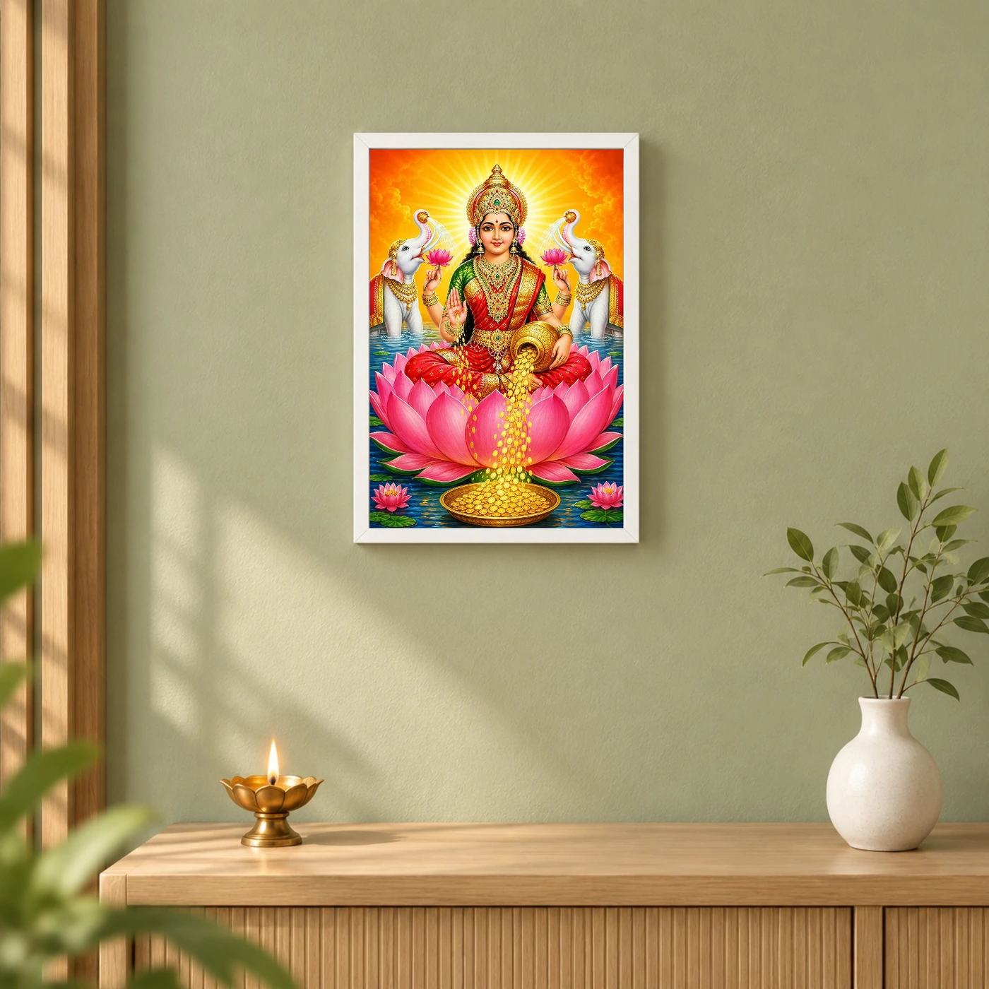 Maa Laxmi — Golden Coins Shower Frame, view 6