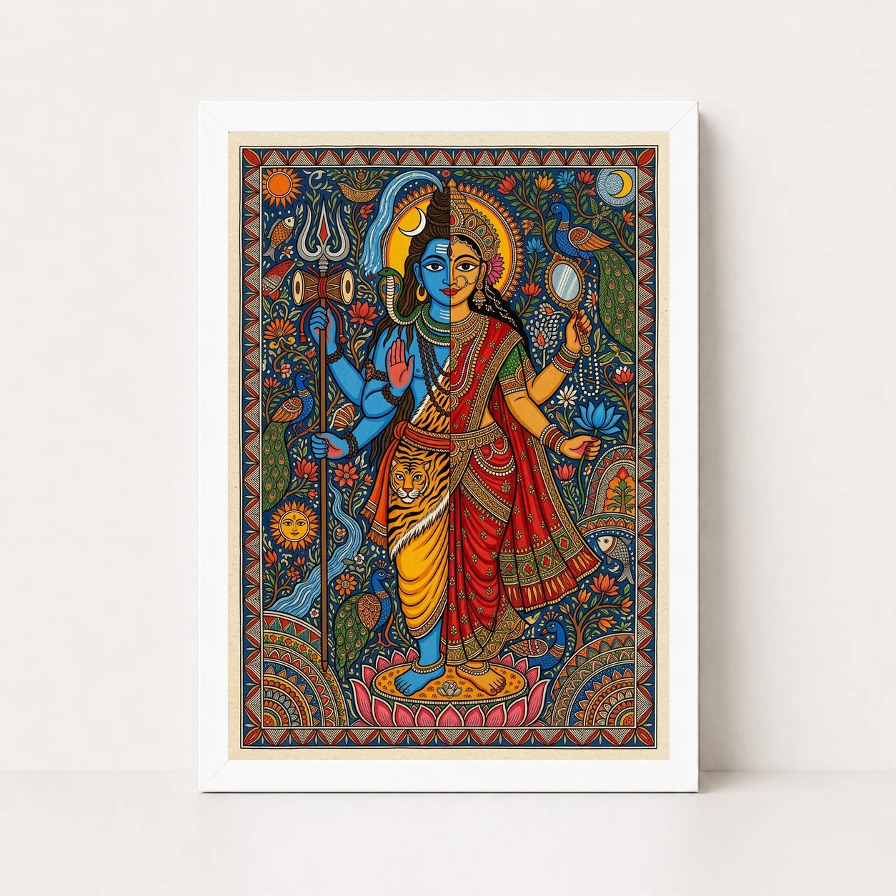 Madhubani Ardhnarishvara Divine Gender Bold Folk Art Photo Frame, view 3