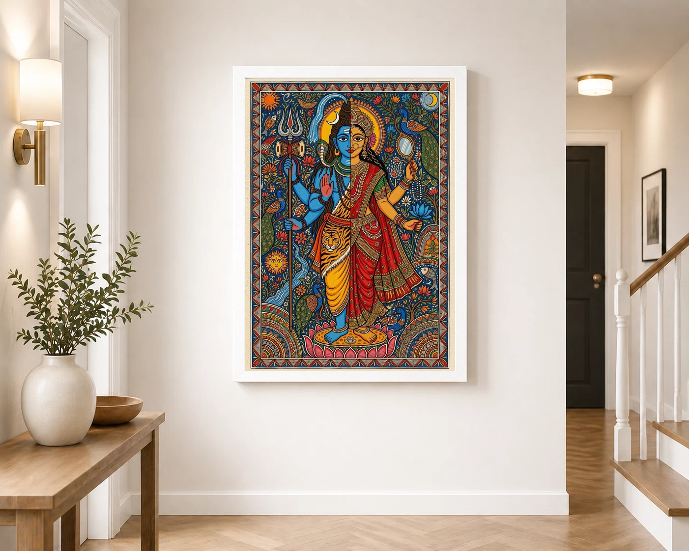 Madhubani Ardhnarishvara Divine Gender Bold Folk Art Photo Frame, view 4