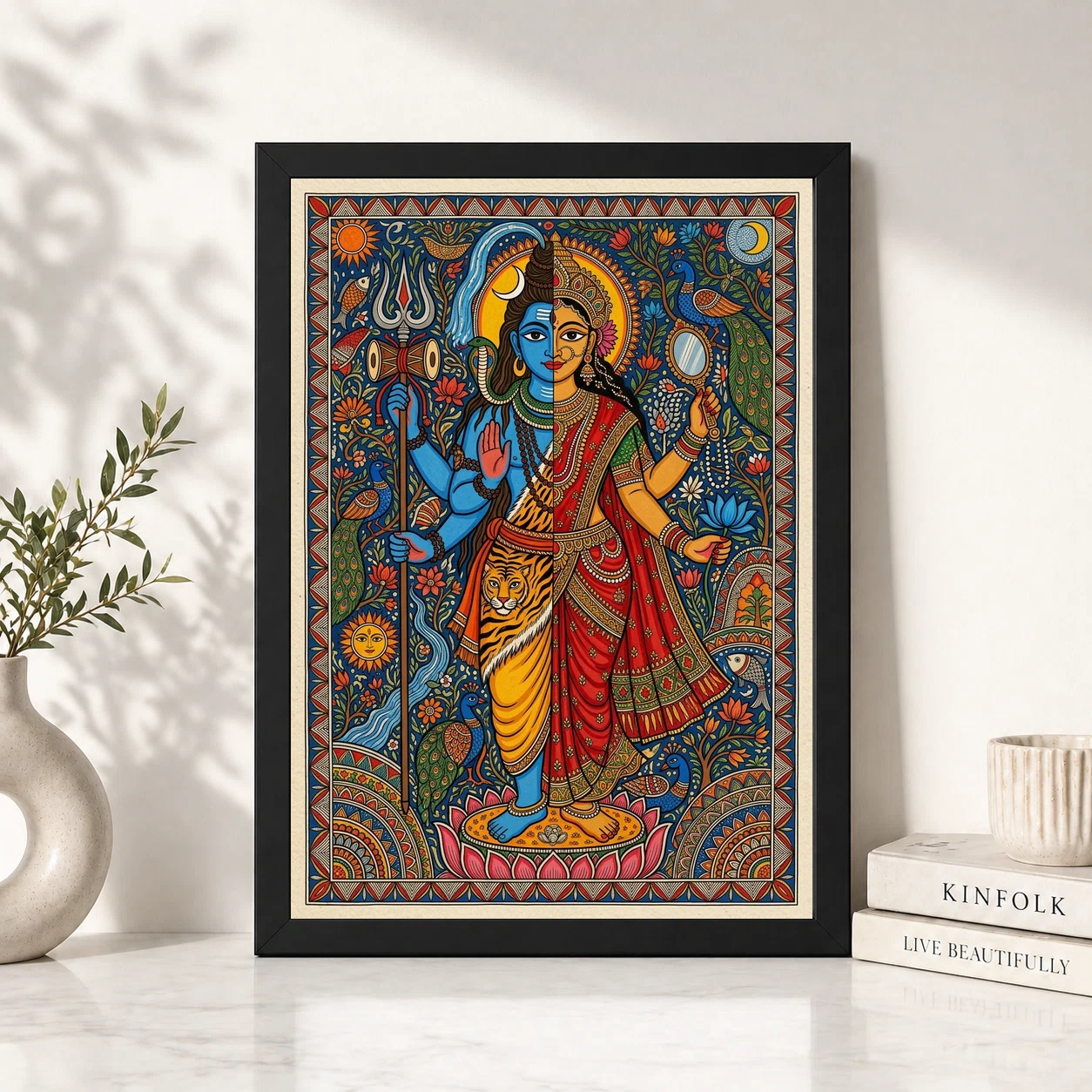 Madhubani Ardhnarishvara Divine Gender Bold Folk Art Photo Frame, view 6