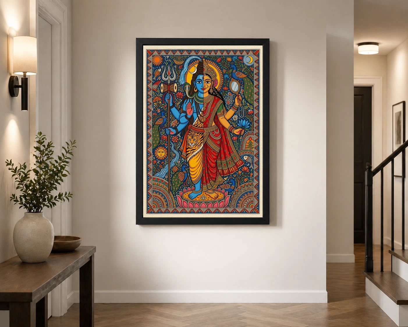 Madhubani Ardhnarishvara Divine Gender Bold Folk Art Photo Frame, view 7