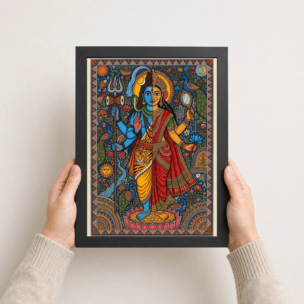 Madhubani Ardhnarishvara Divine Gender Bold Folk Art Photo Frame, view 8