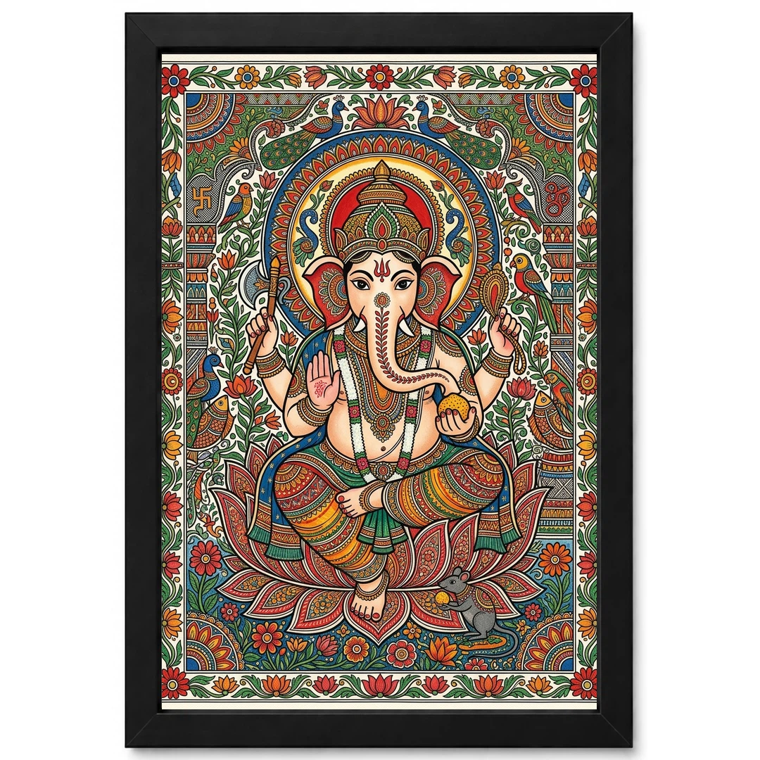 Madhubani Ganesha Maithili Intricate Festival Folk Art Photo Frame