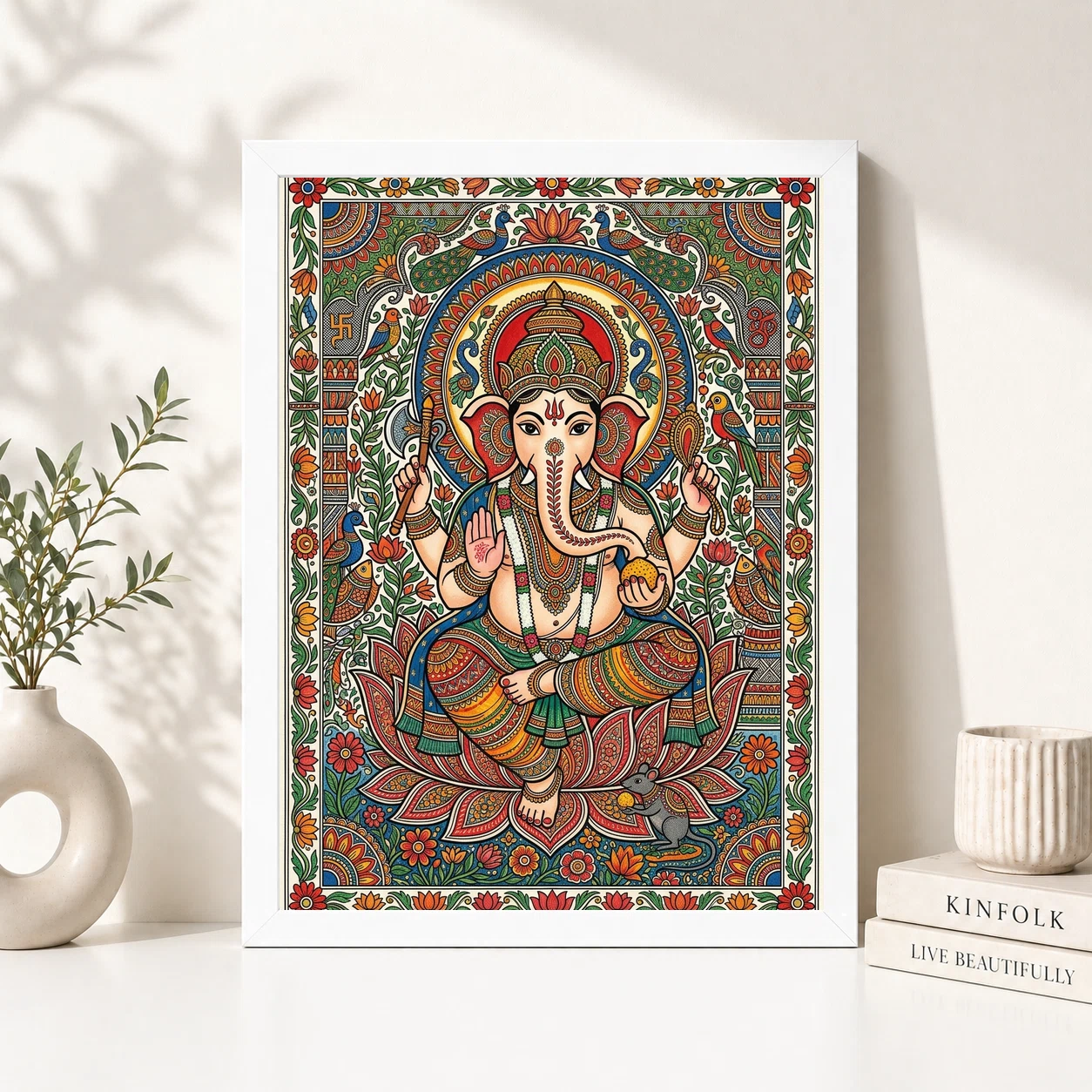 Madhubani Ganesha Maithili Intricate Festival Folk Art Photo Frame, view 2